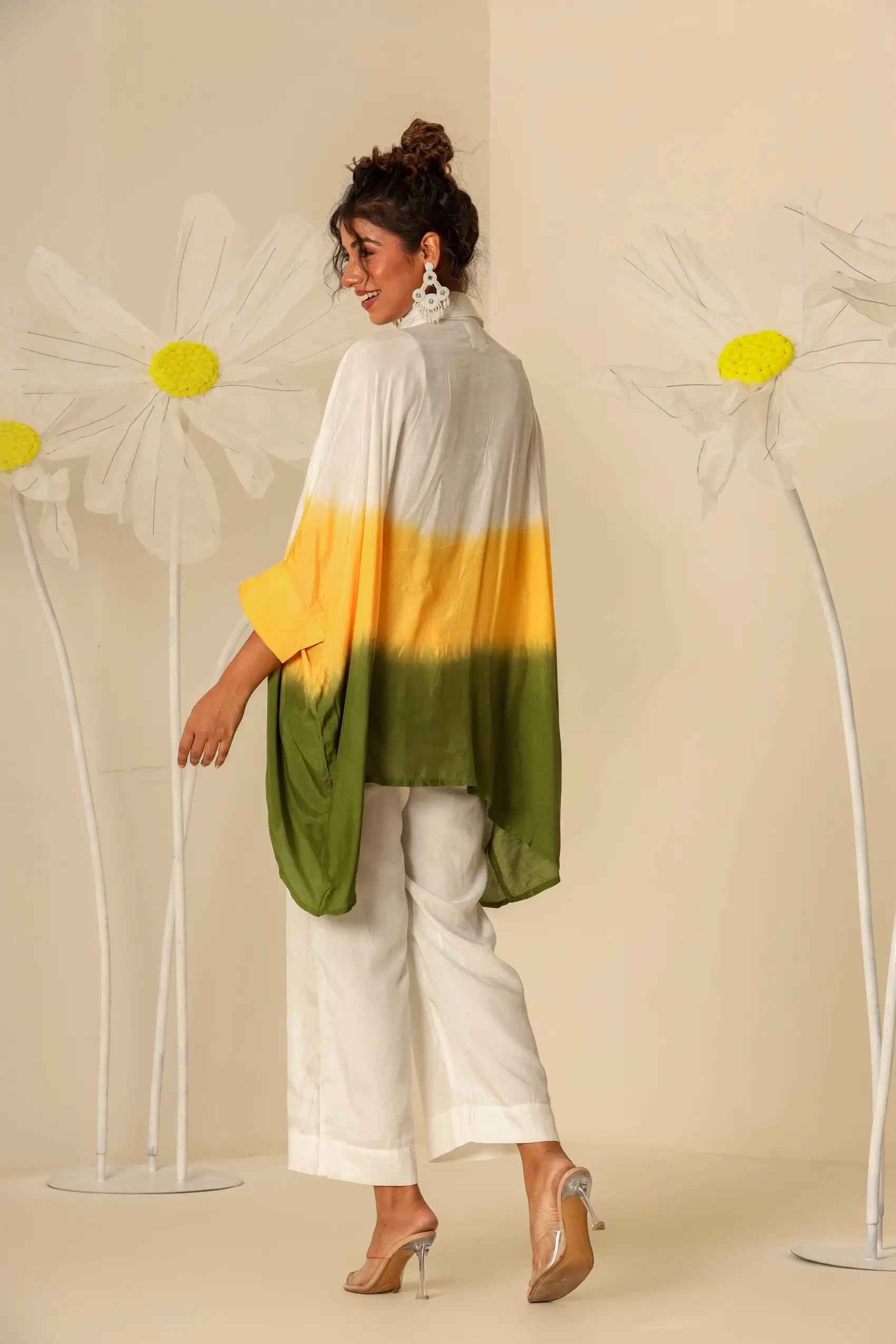 Yellow green Ombre Kaftan Shirt