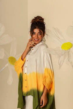 Yellow green Ombre Kaftan Shirt