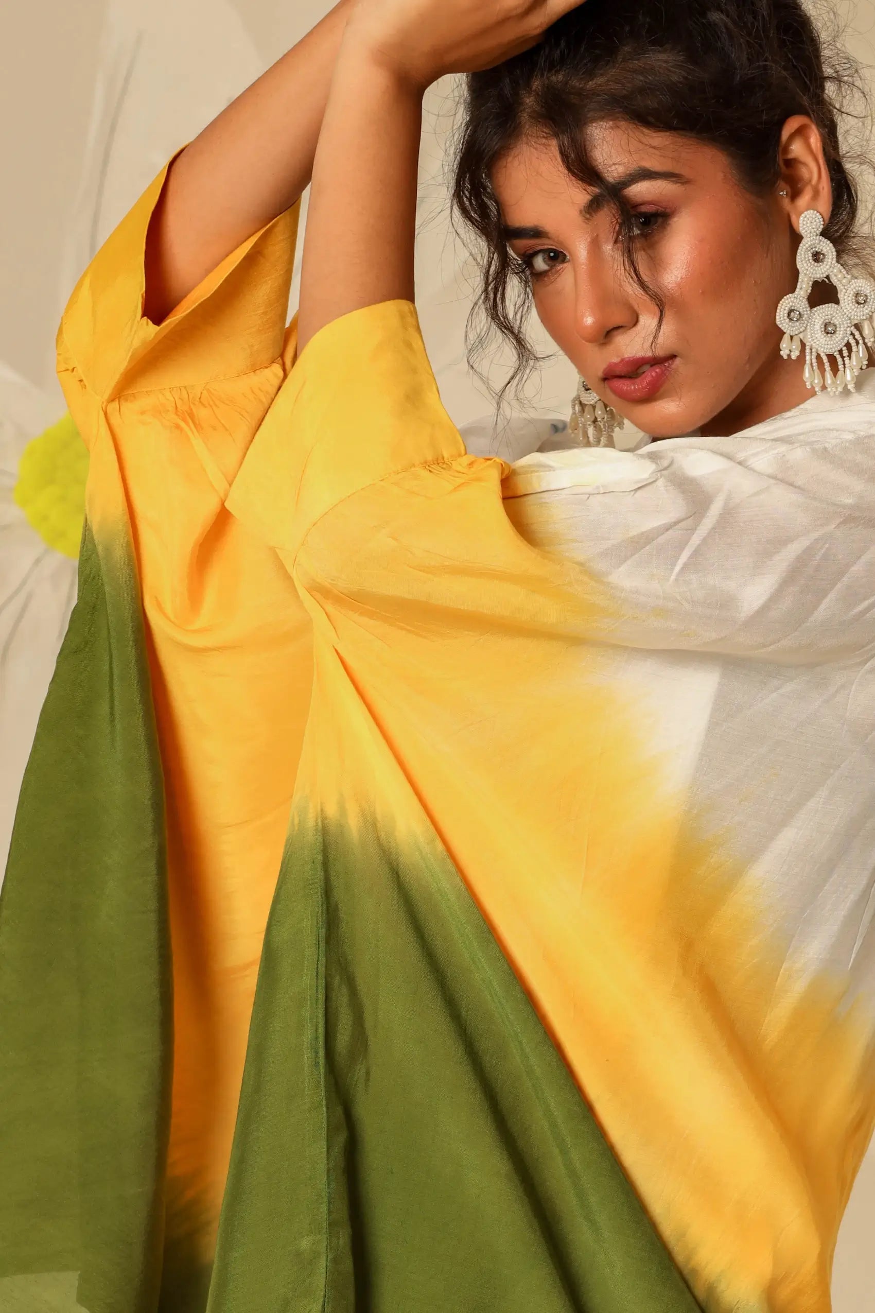 Yellow green Ombre Kaftan Shirt