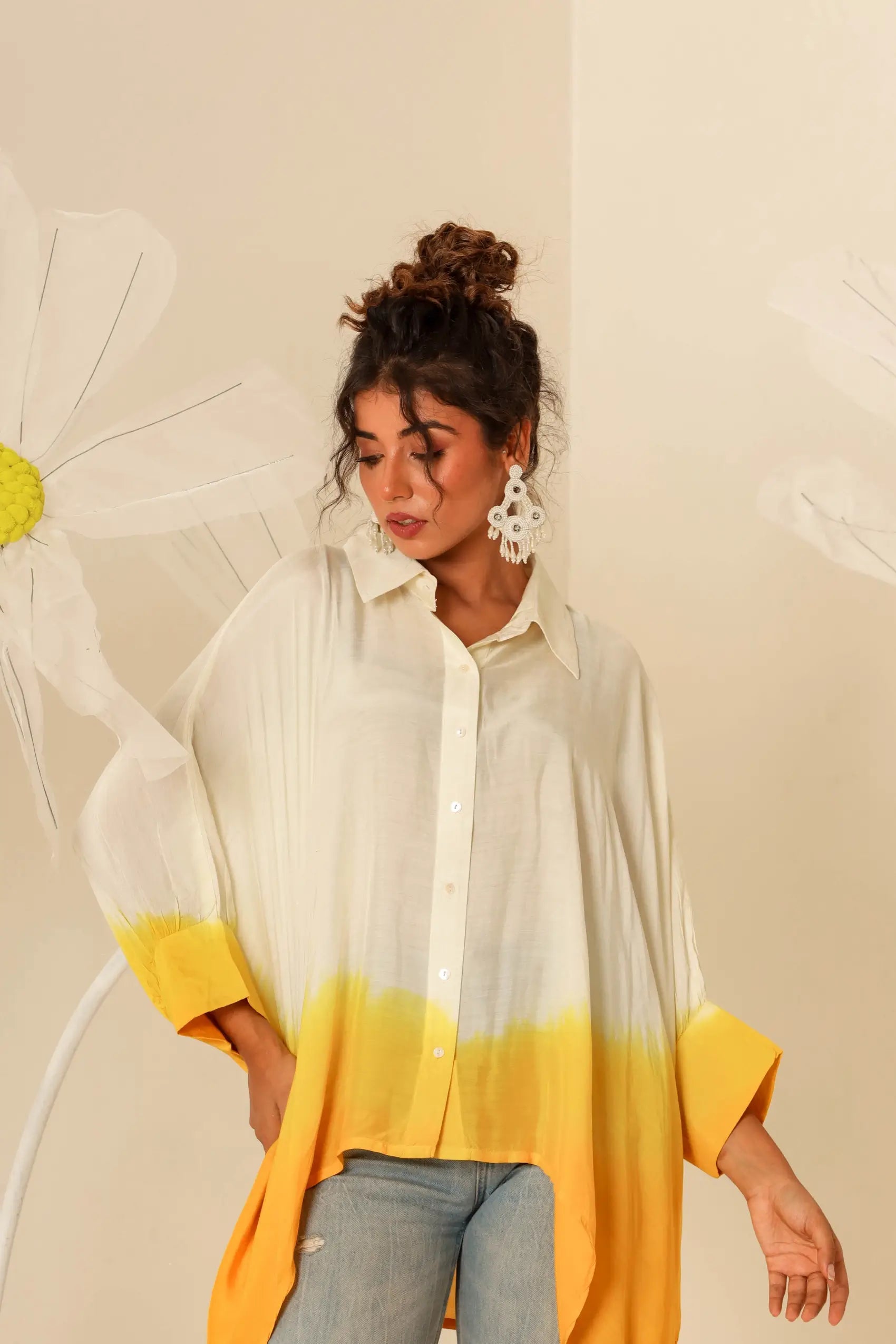 Yellow Ombre Kaftan Shirt