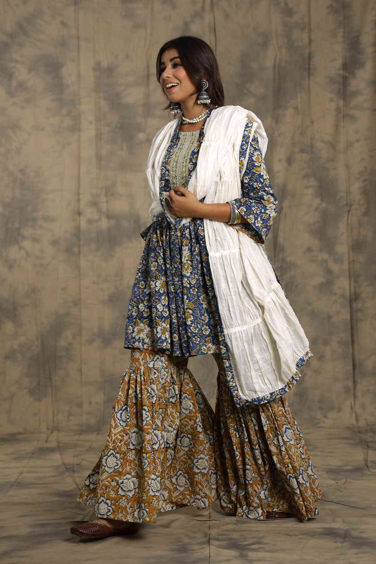 Blue Frill Sharara - Set Of Three