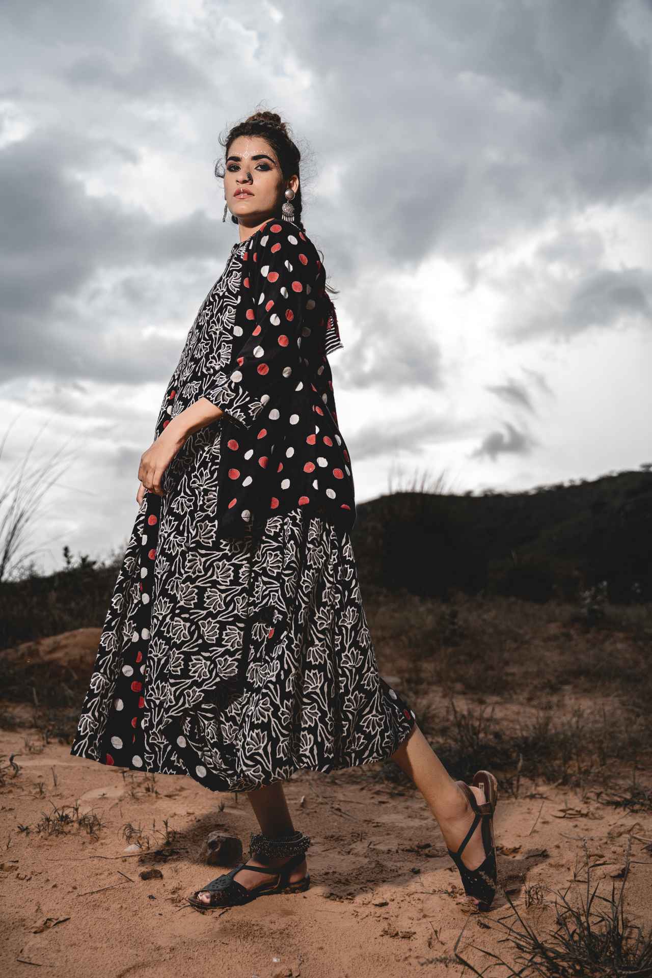 Boho Cowl Dress With Short Jacket - Set Of Two