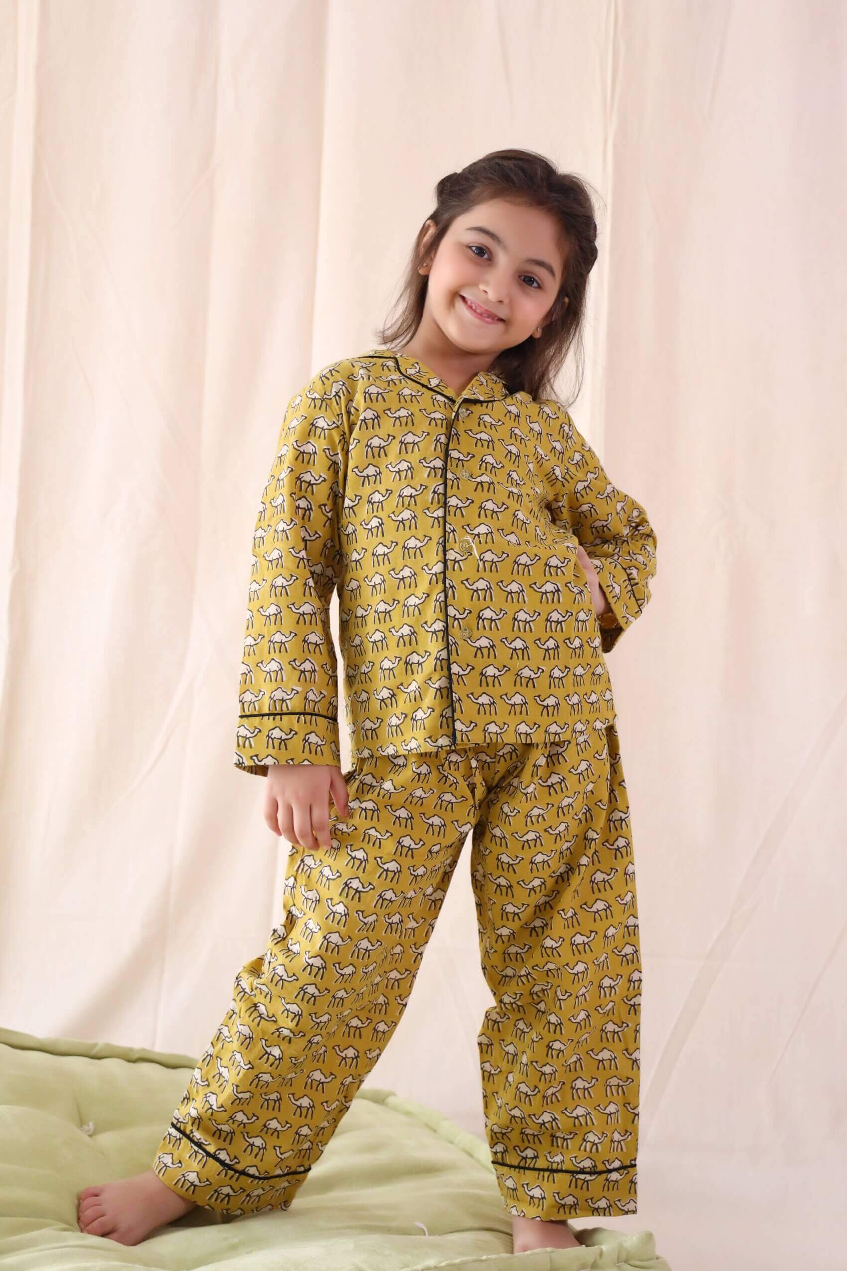 Camel Print Unisex Nightsuit For Kids - Set Of Two