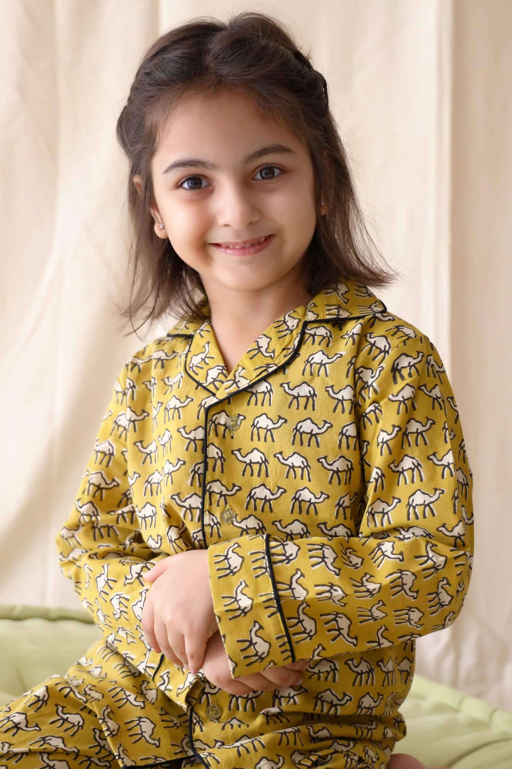 Camel Print Unisex Nightsuit For Kids - Set Of Two