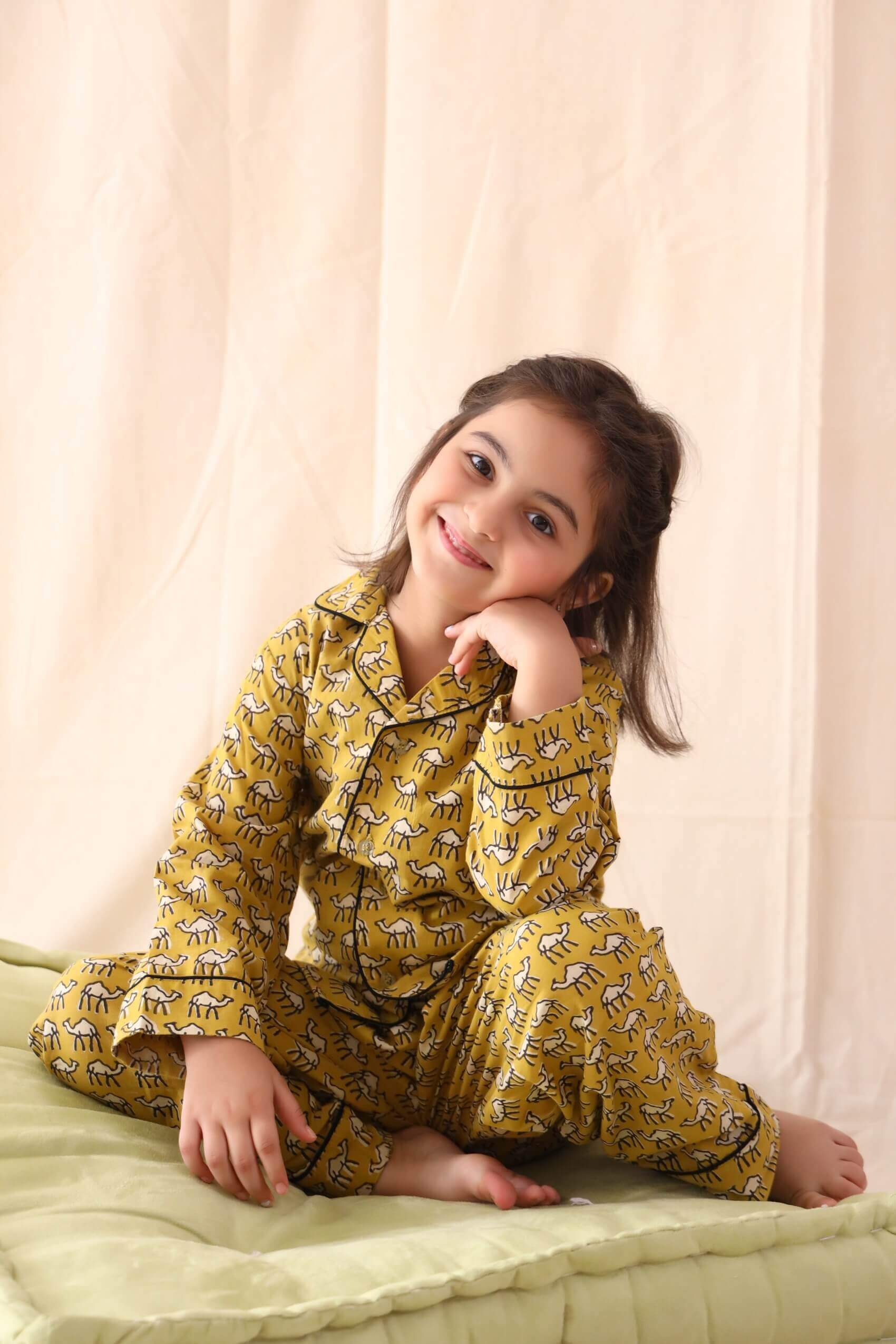 Camel Print Unisex Nightsuit For Kids - Set Of Two