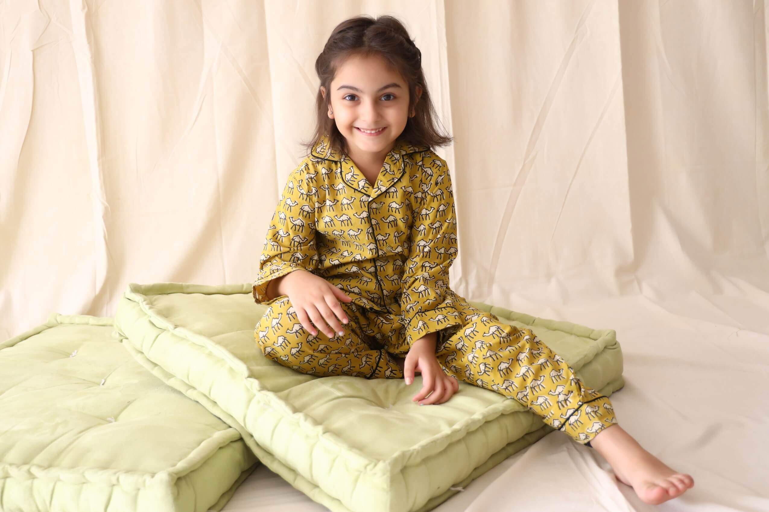 Camel Print Unisex Nightsuit For Kids - Set Of Two