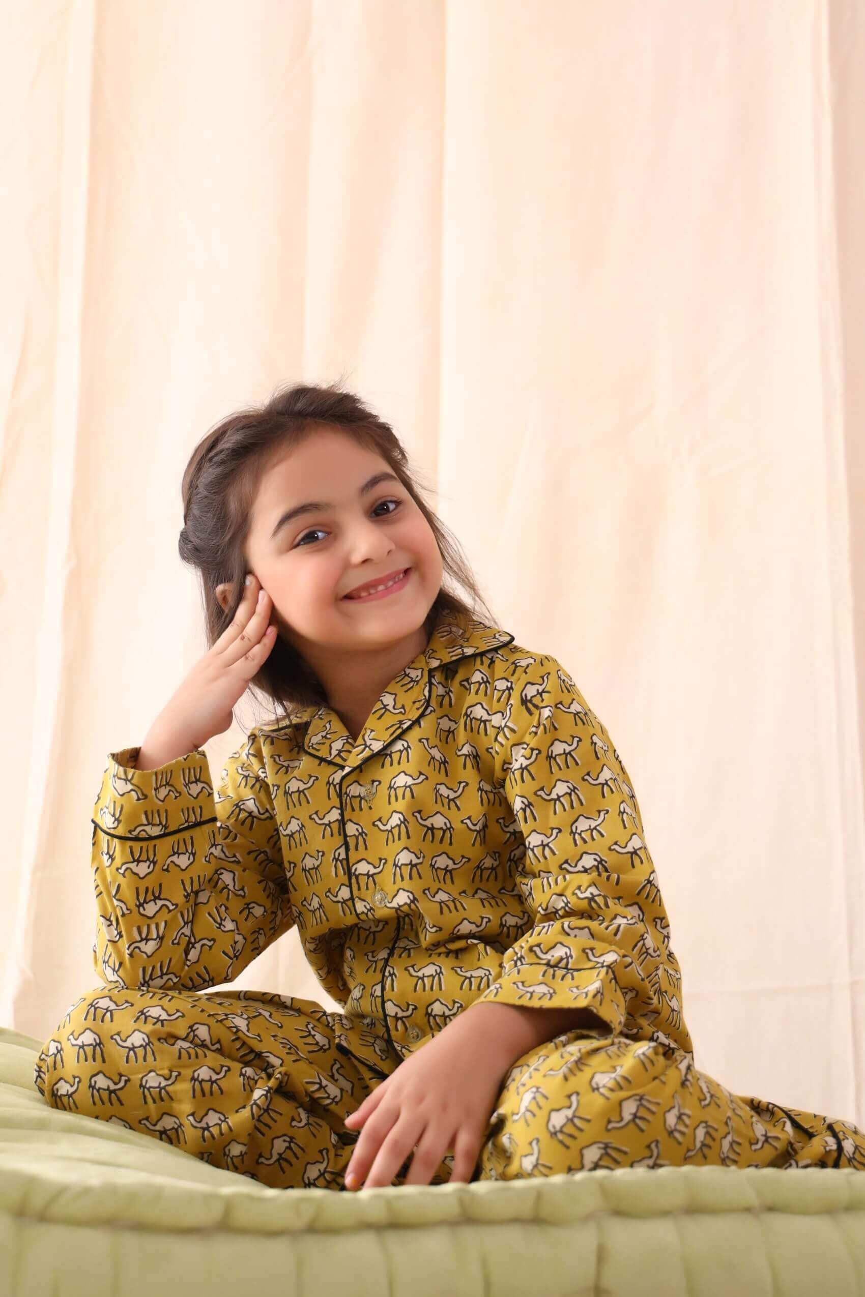 Camel Print Unisex Nightsuit For Kids - Set Of Two