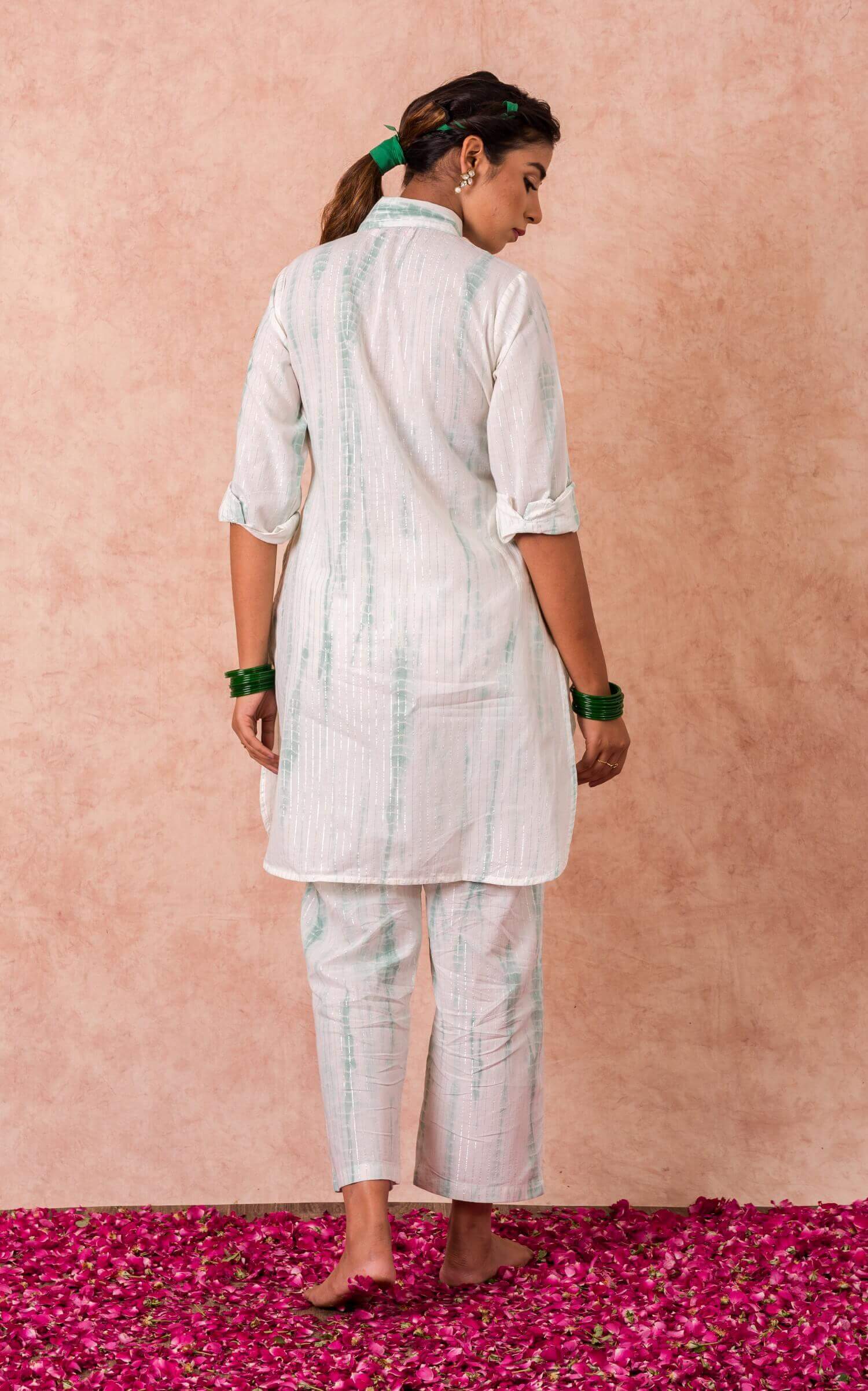 Collared yoke Kurta with pants -Set of two