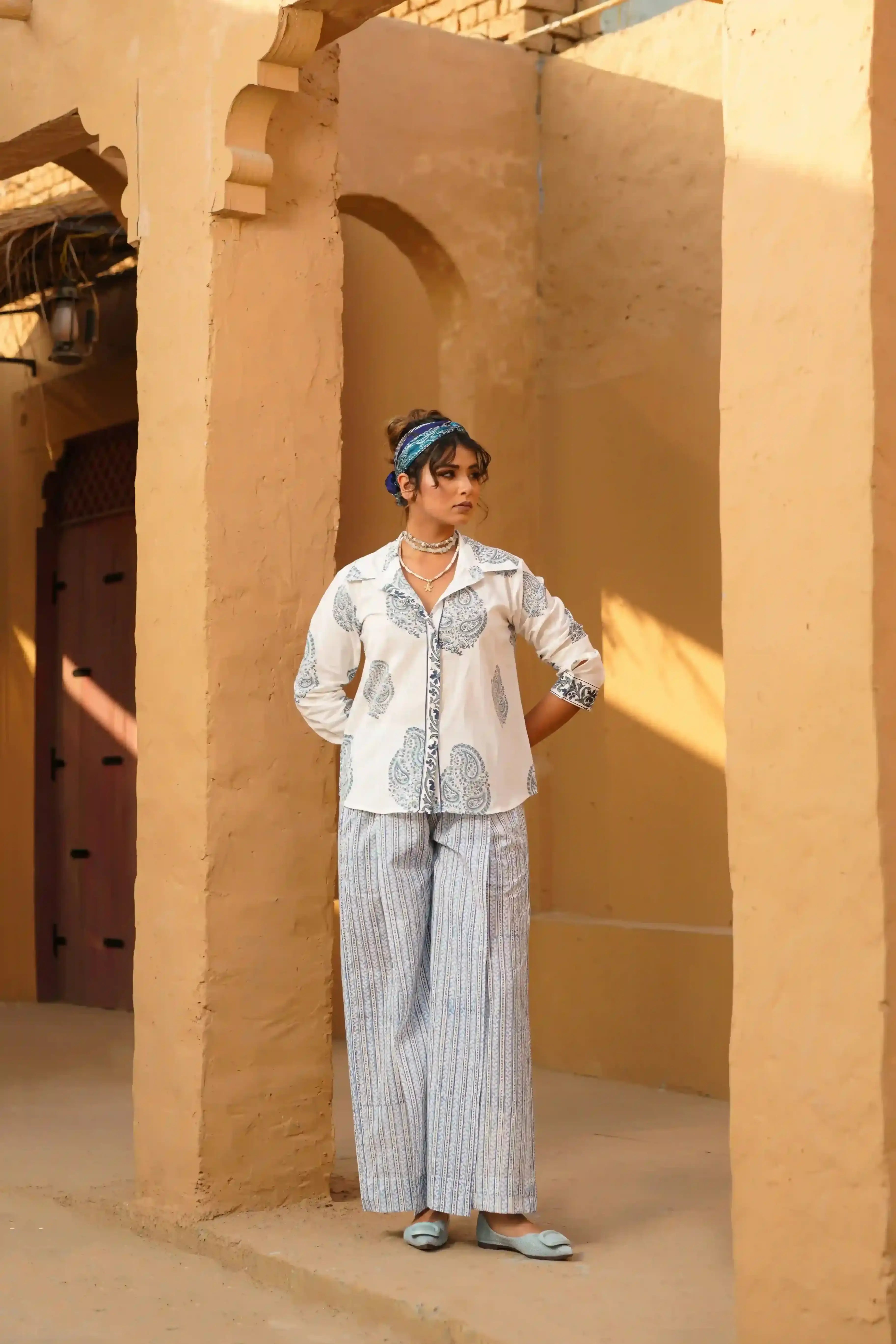 Waha Co-ord Set (Blue and White)