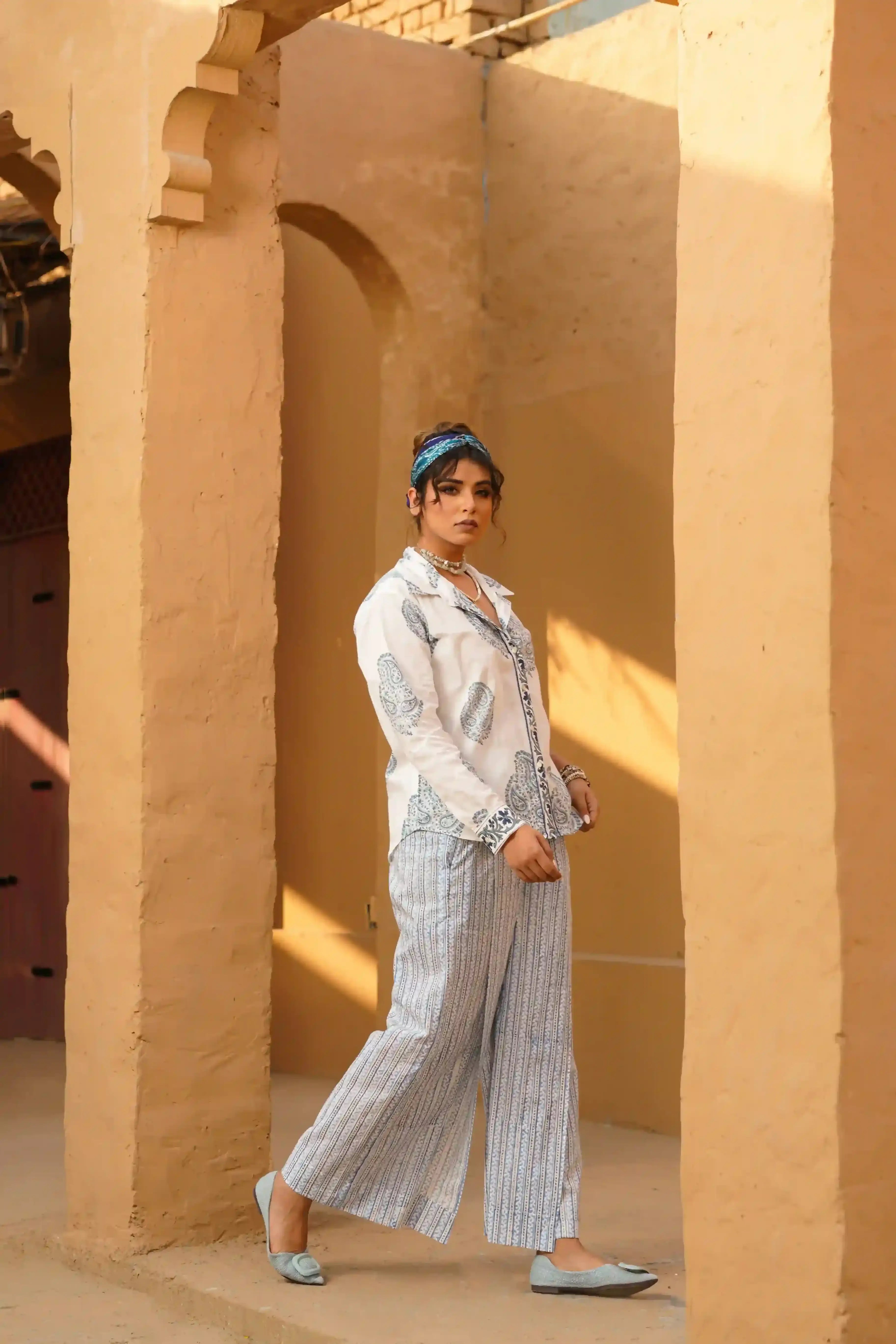 Waha Co-ord Set (Blue and White)