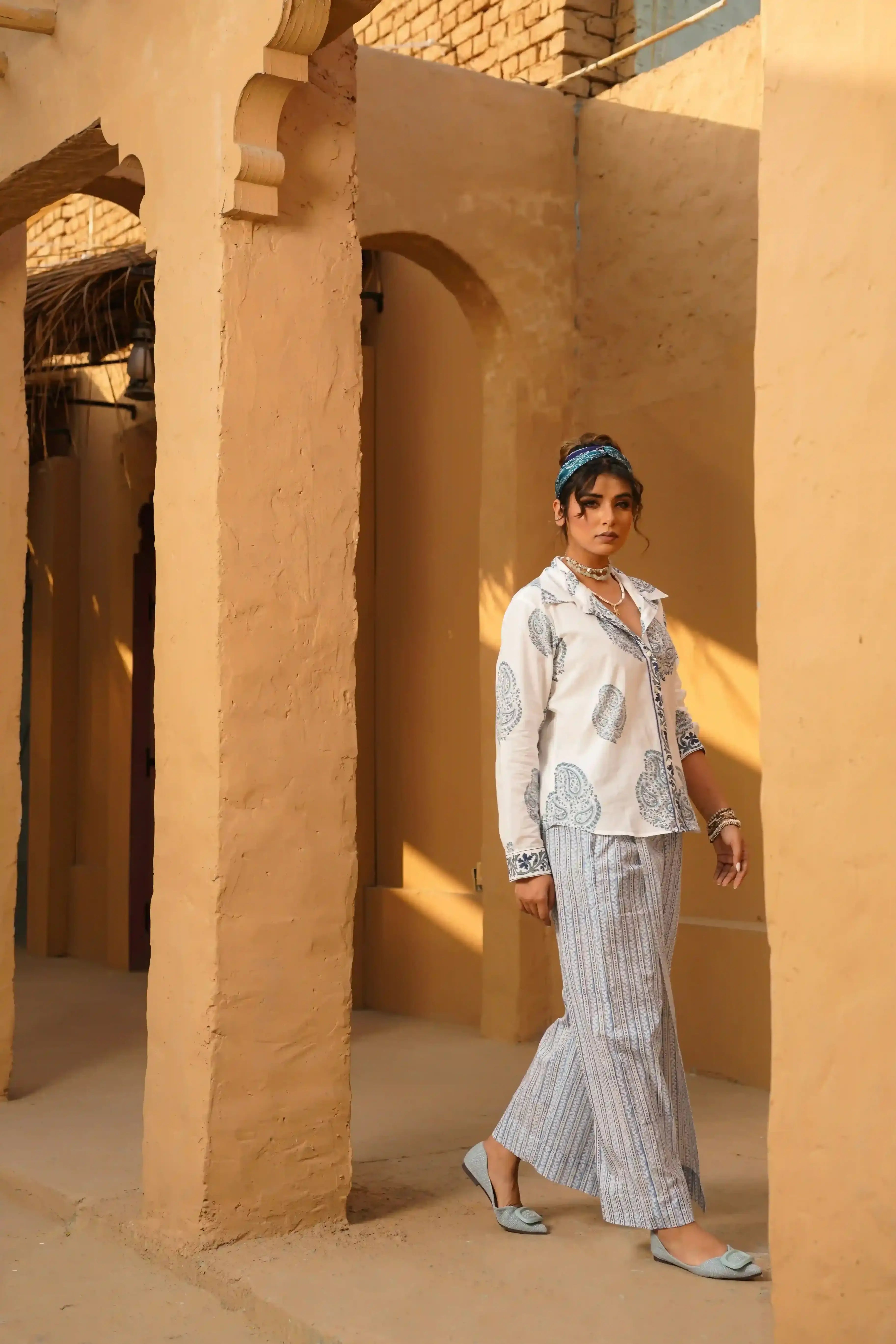 Waha Co-ord Set (Blue and White)