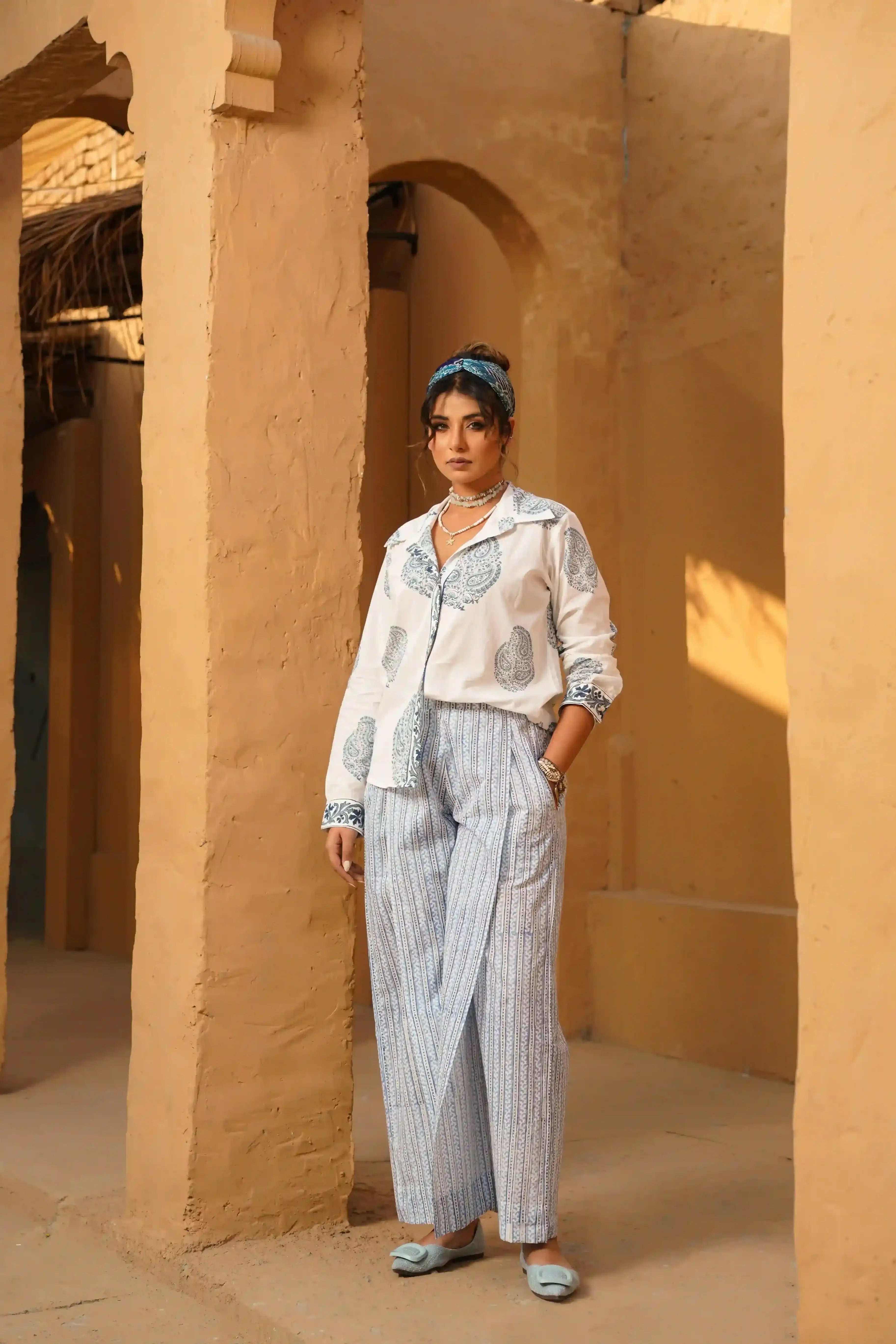Waha Co-ord Set (Blue and White)