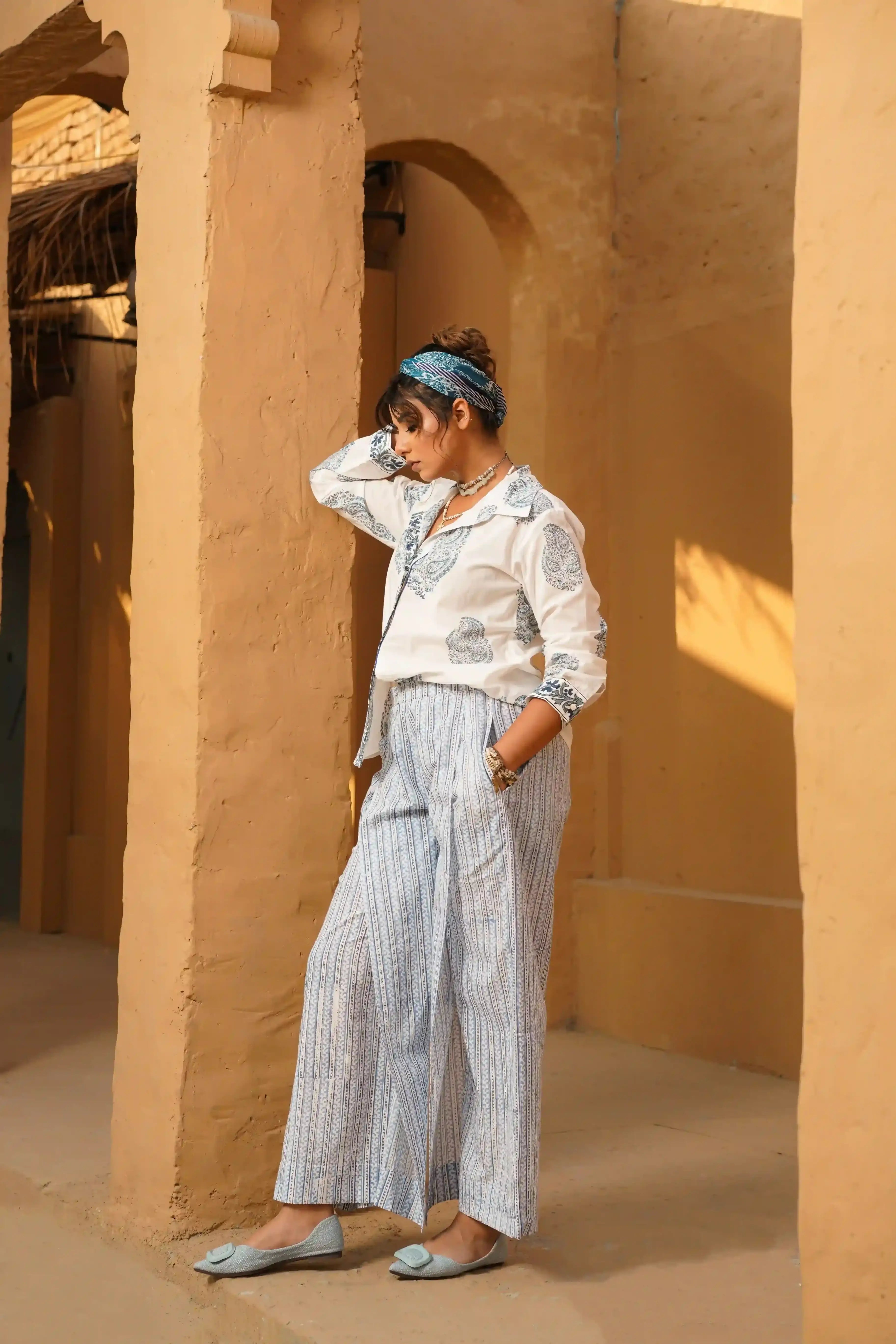 Waha Co-ord Set (Blue and White)