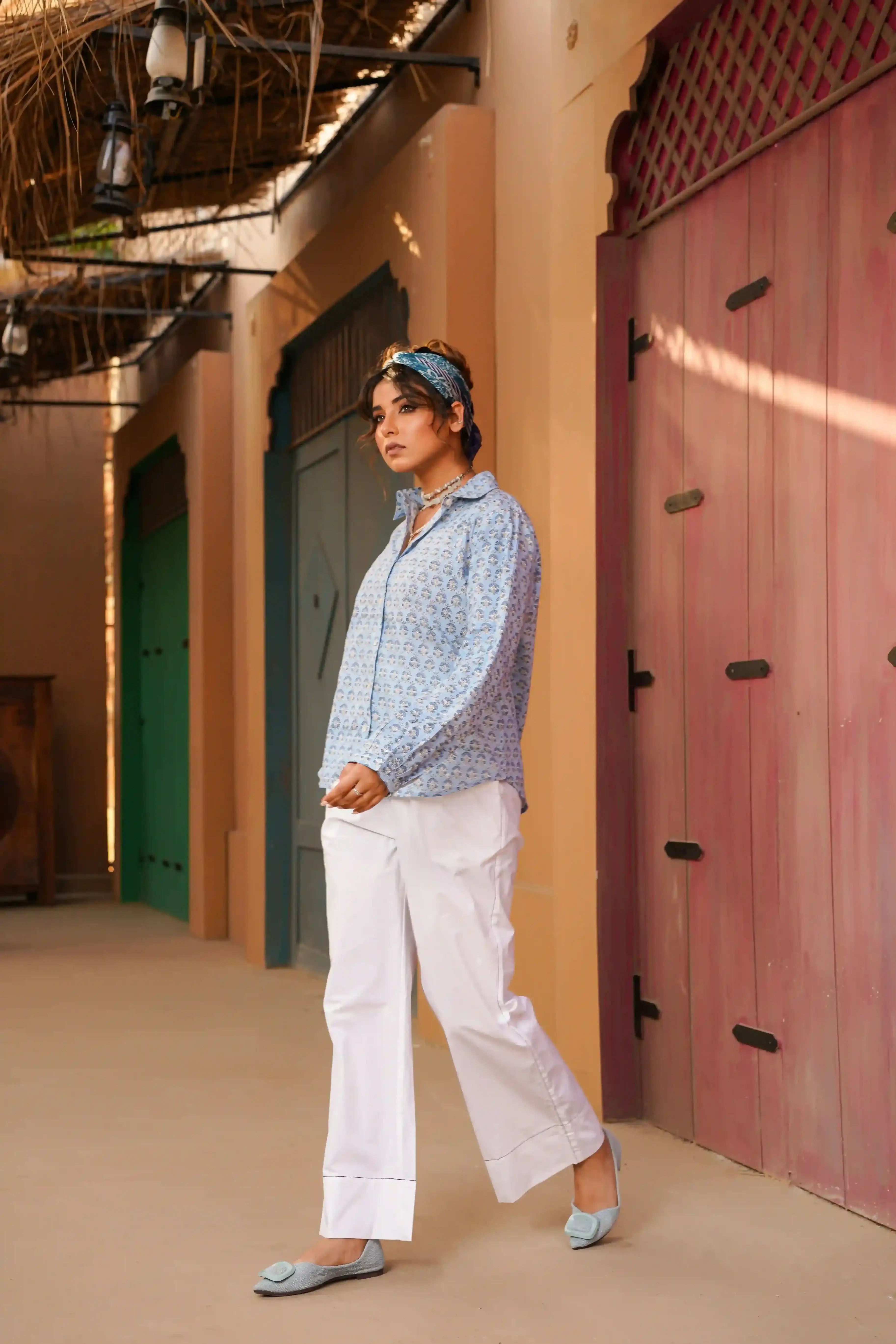 Nayra Co-ord Set (Blue and White)