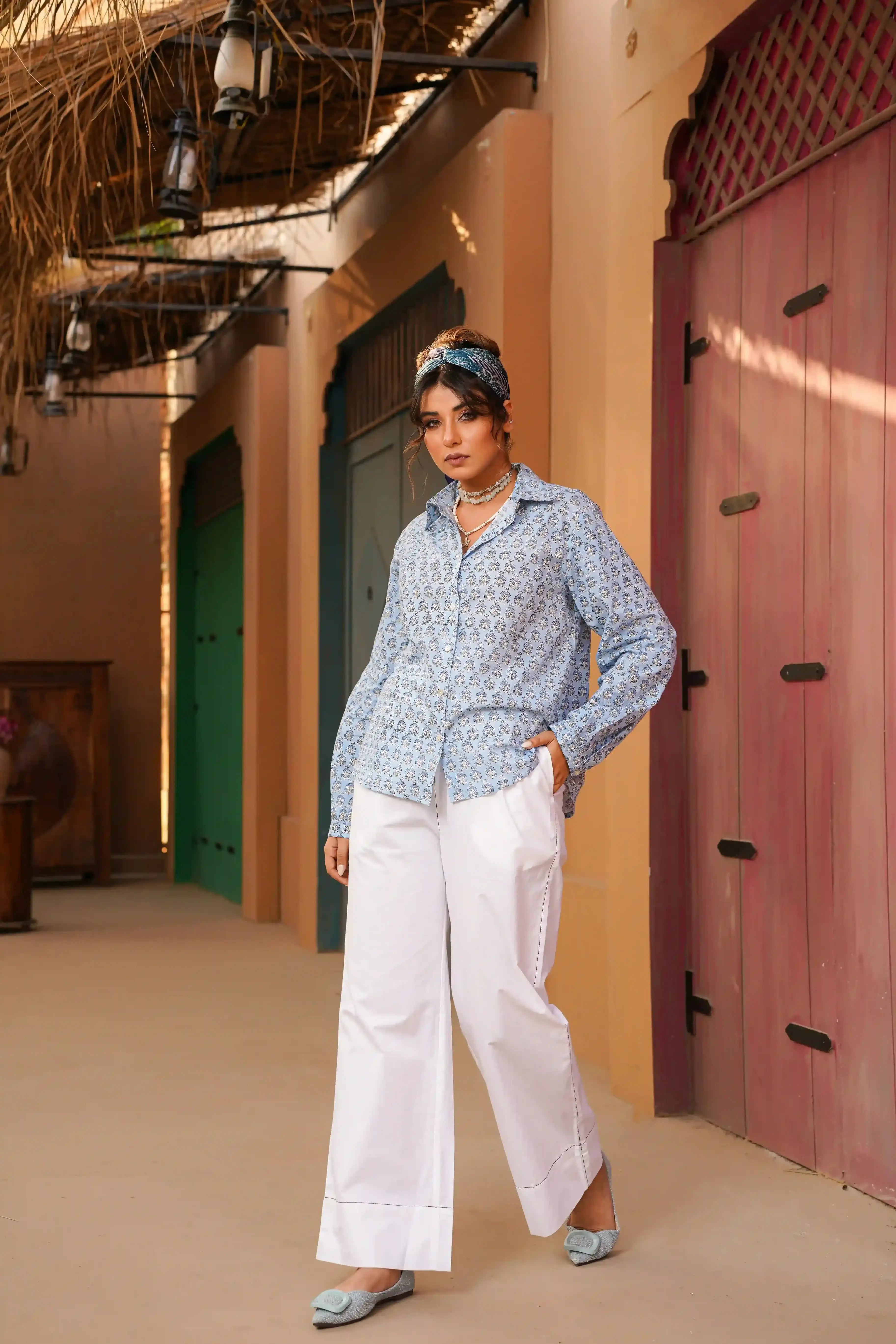 Nayra Co-ord Set (Blue and White)