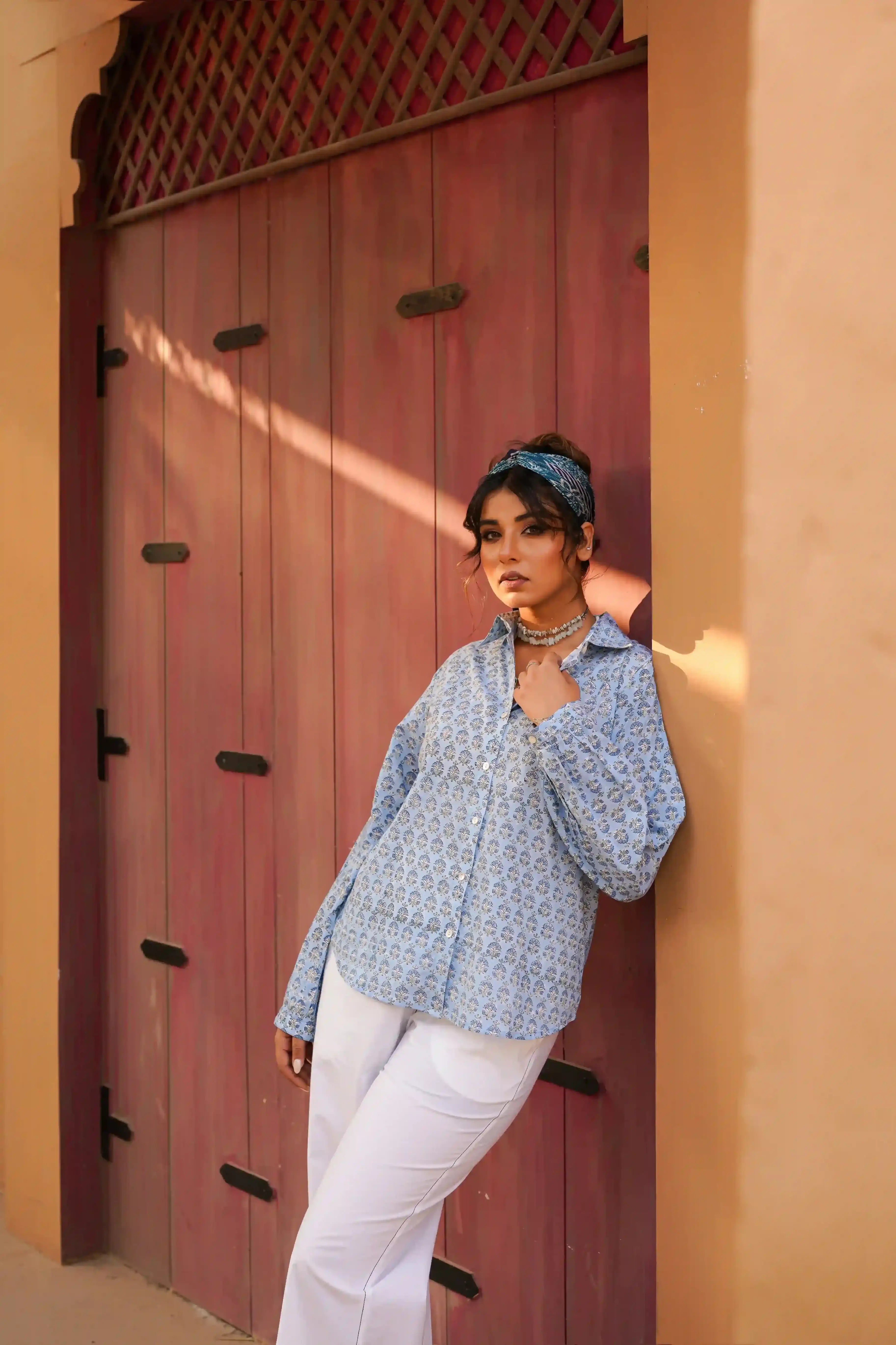 Nayra Co-ord Set (Blue and White)