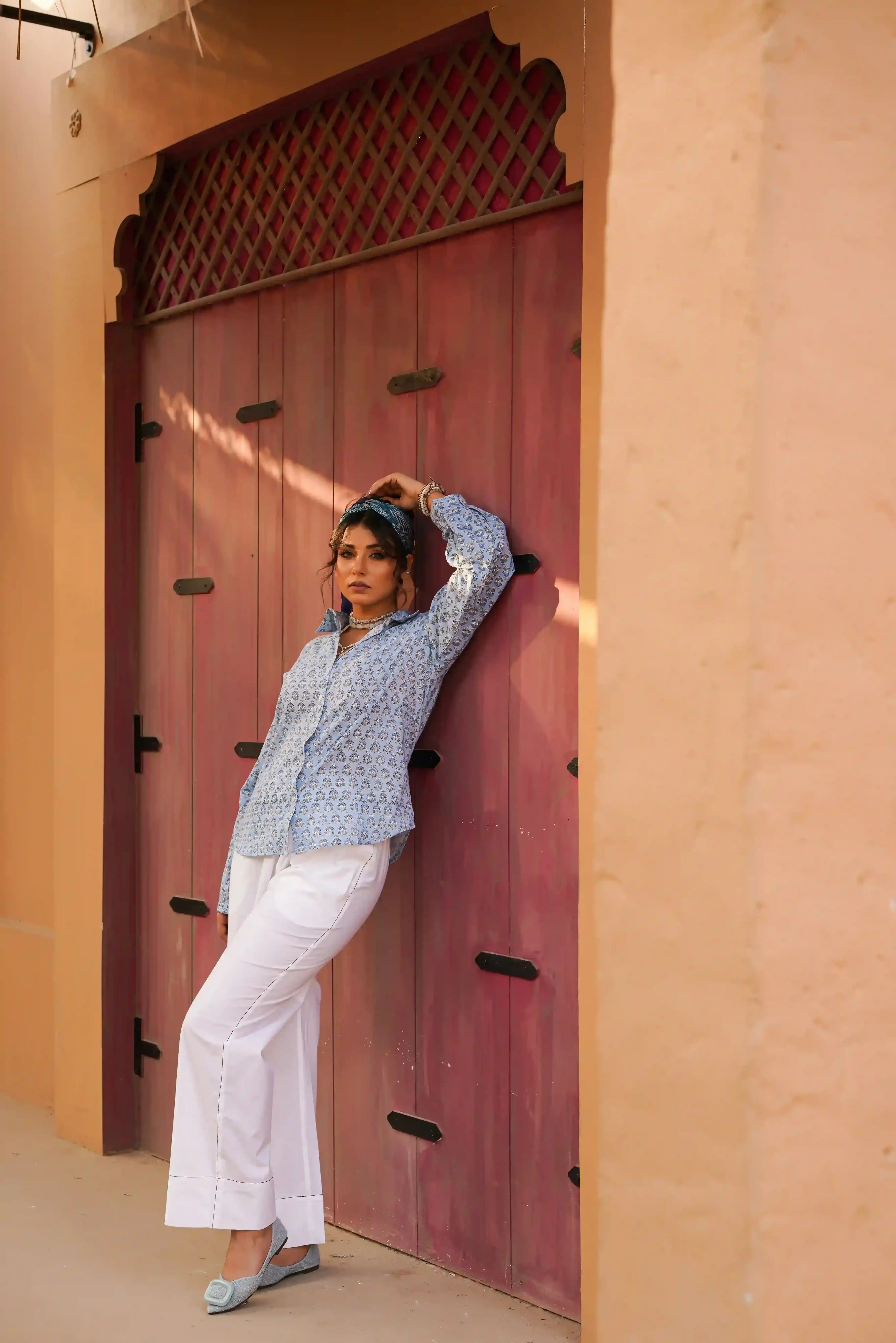 Nayra Co-ord Set (Blue and White)