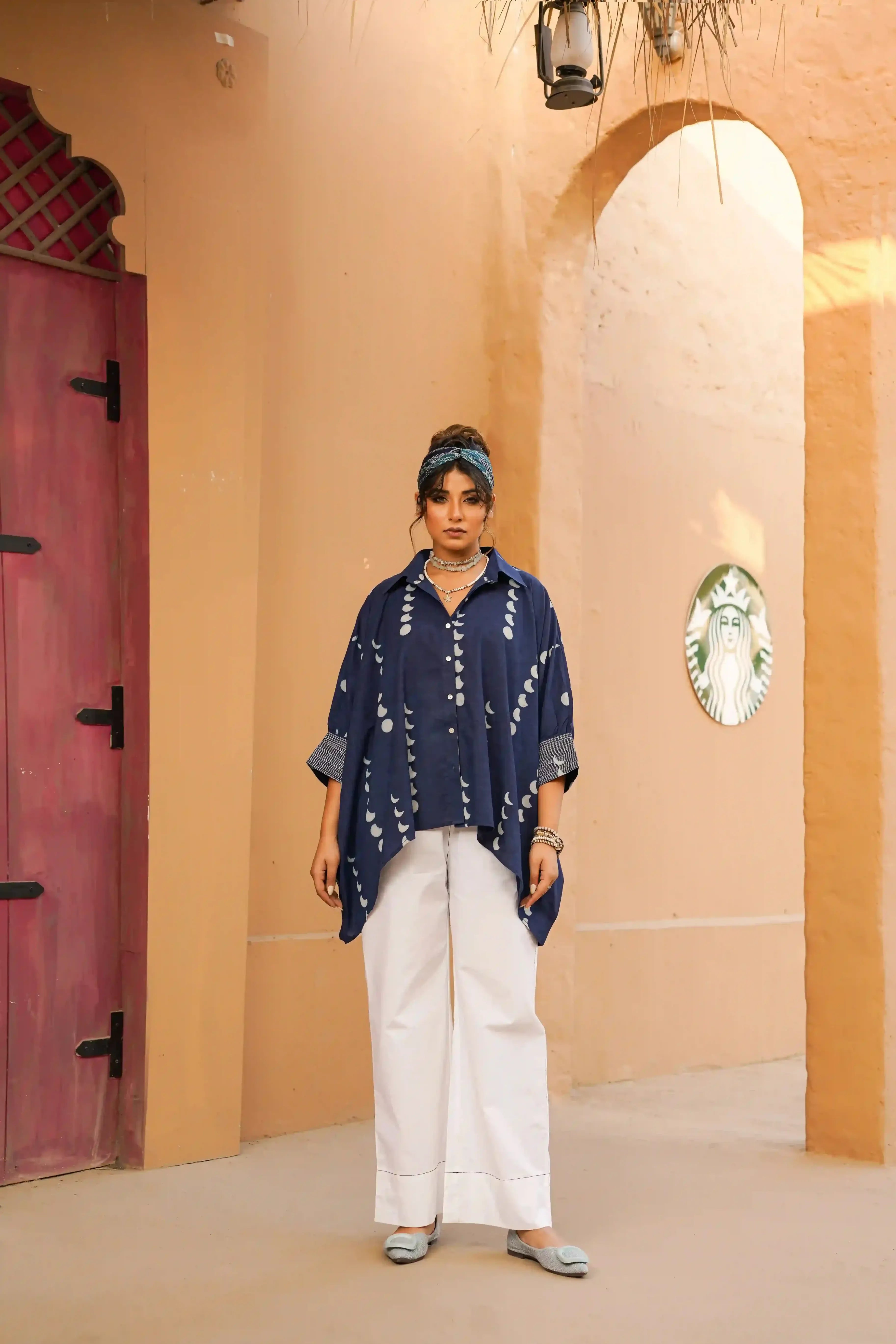 Layl Kaftan Shirt (Indigo Blue)
