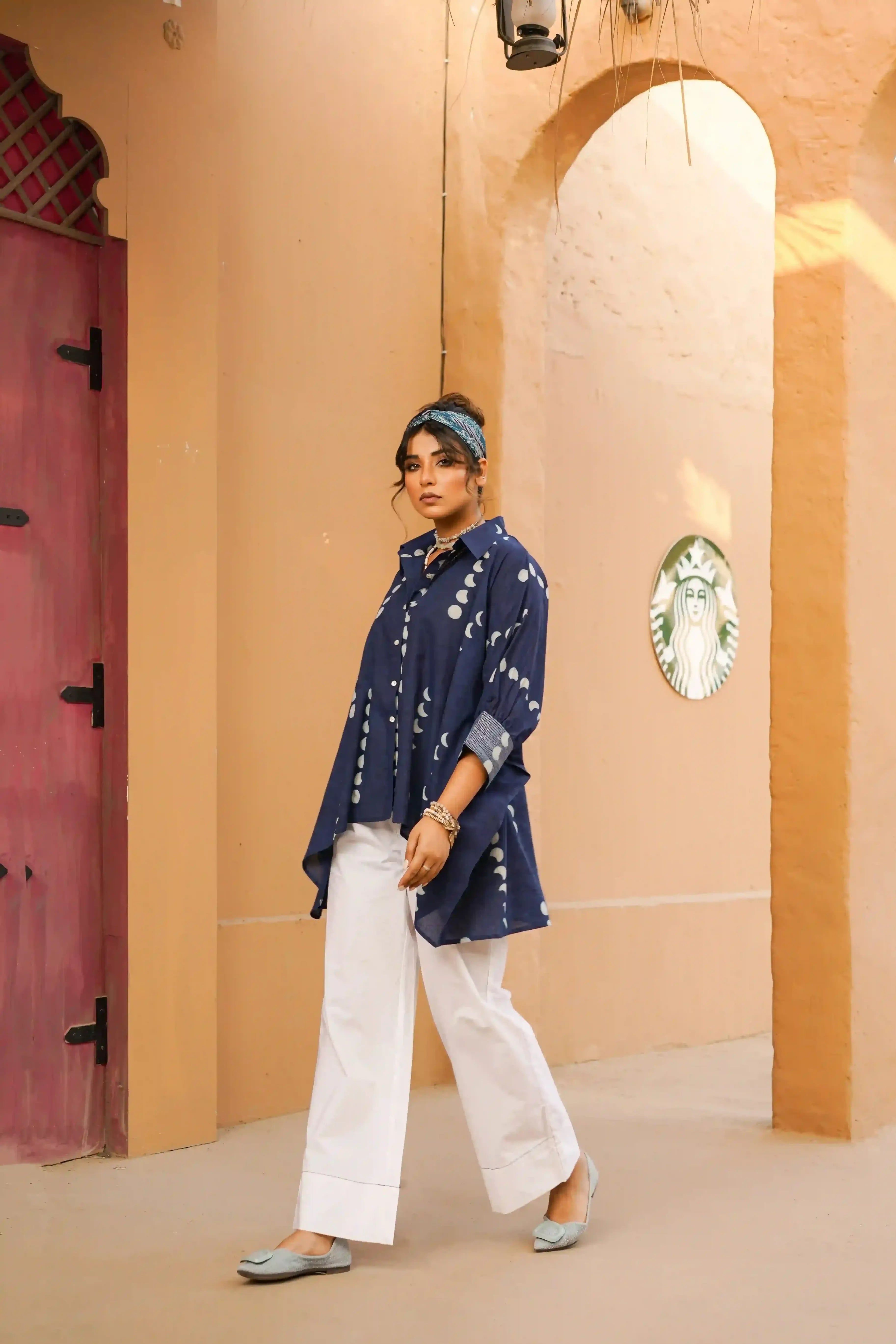Layl Kaftan Shirt (Indigo Blue)