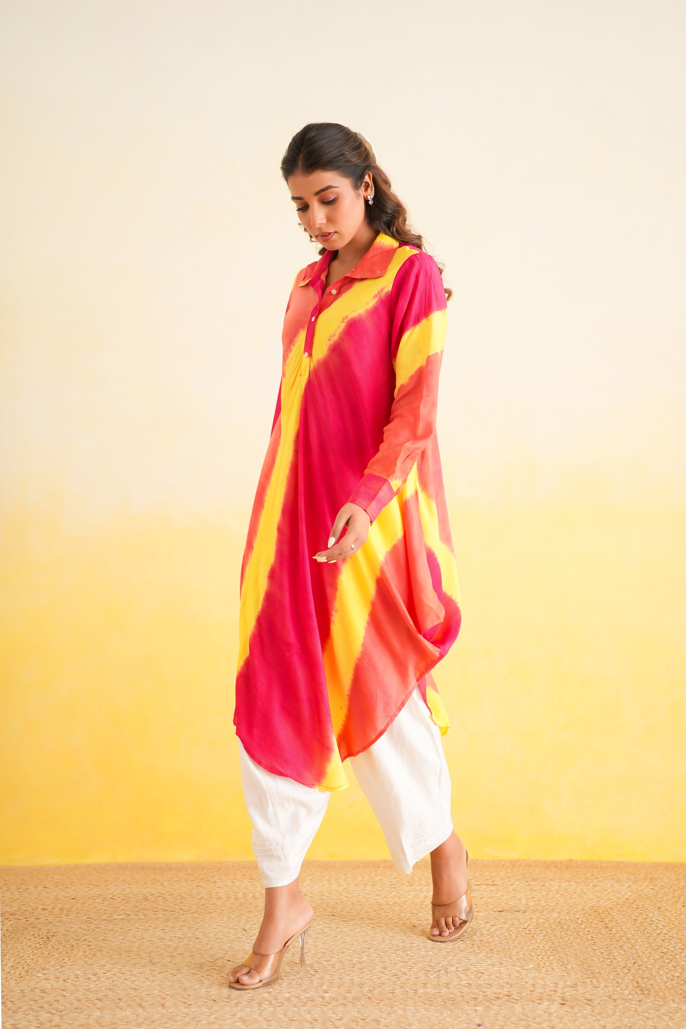 Bandhani Kurta with Salwar - Set of two (Orange and Yellow)