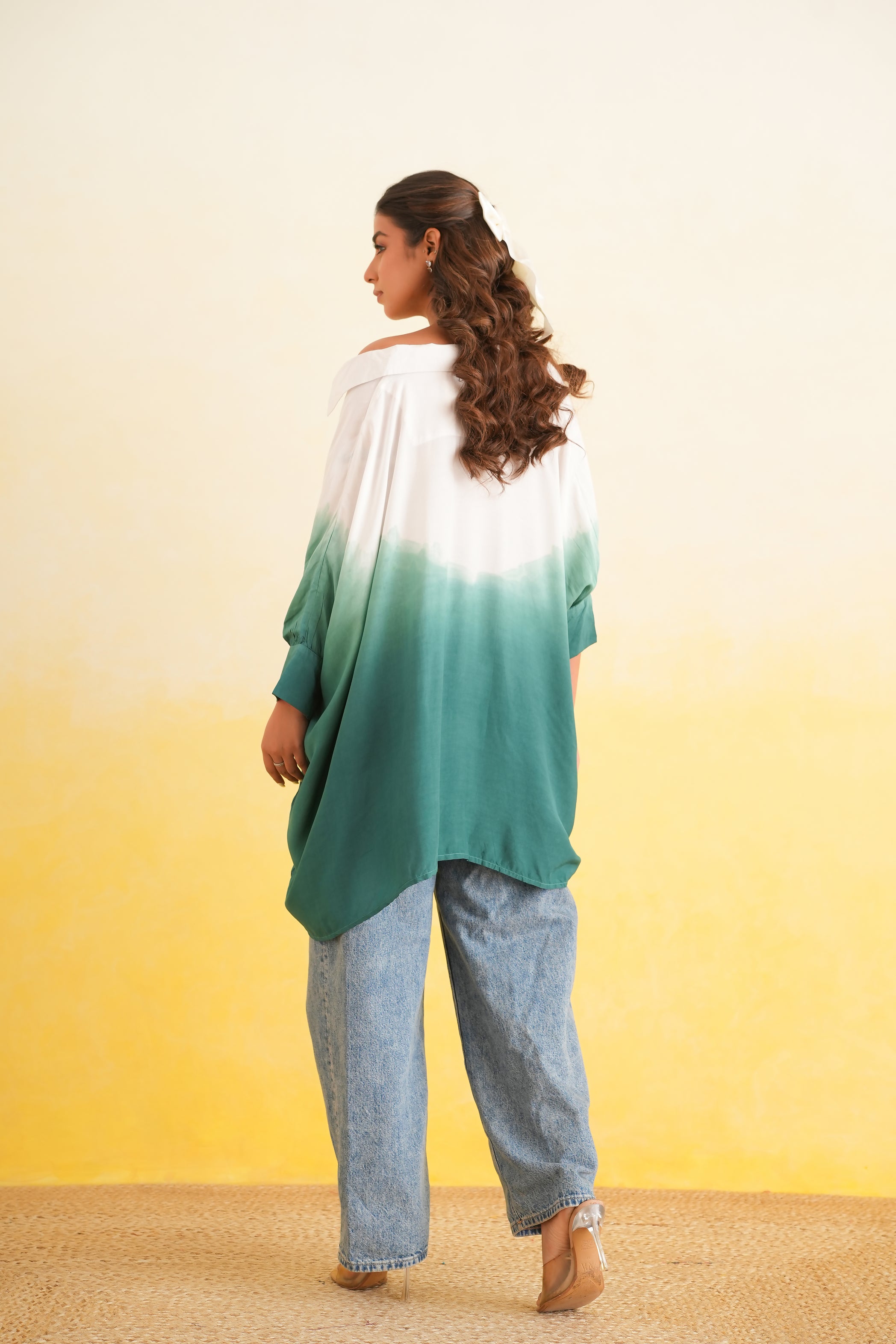 Ombre Shirt (White and Green)