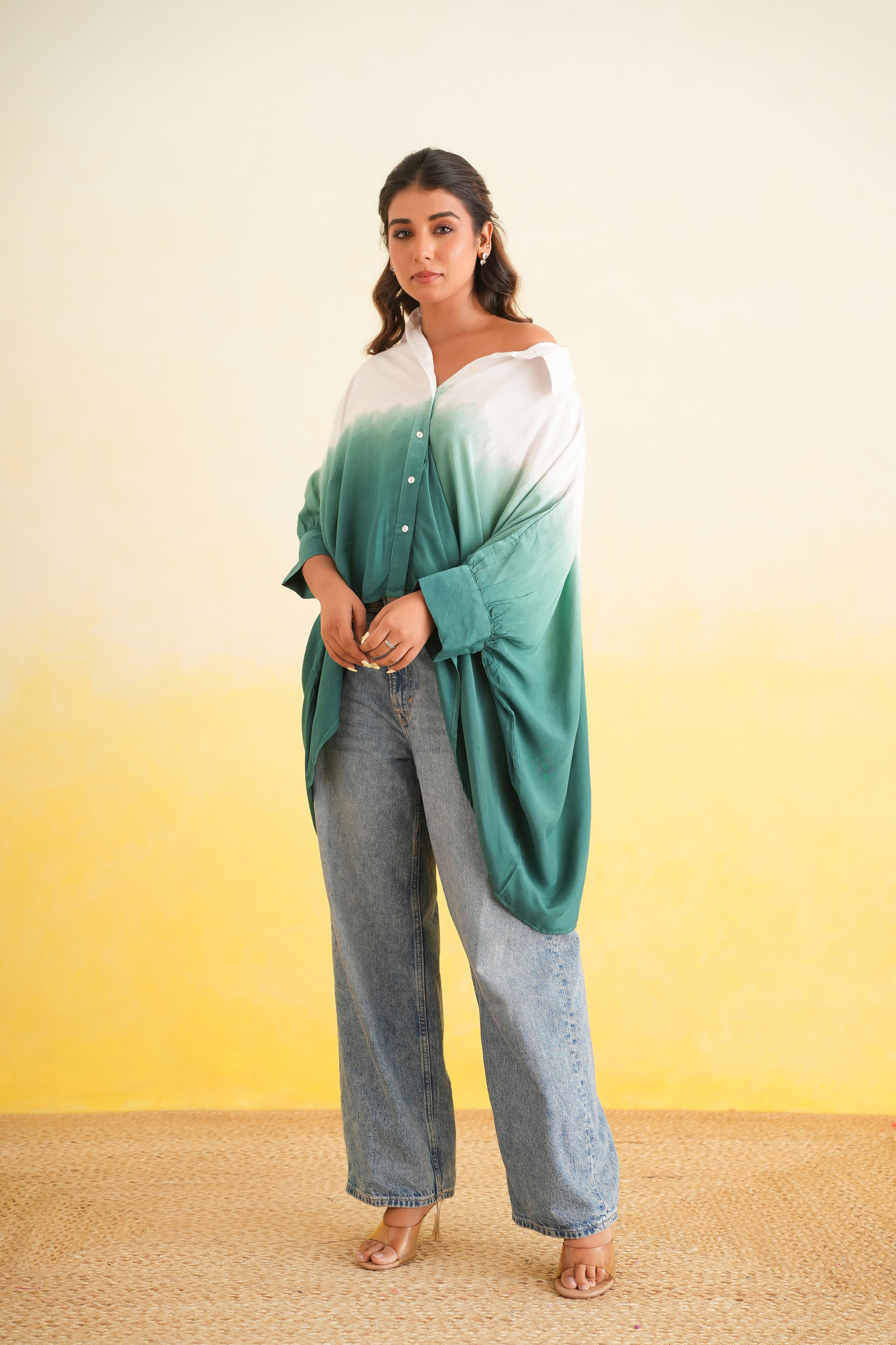 Ombre Shirt (White and Green)