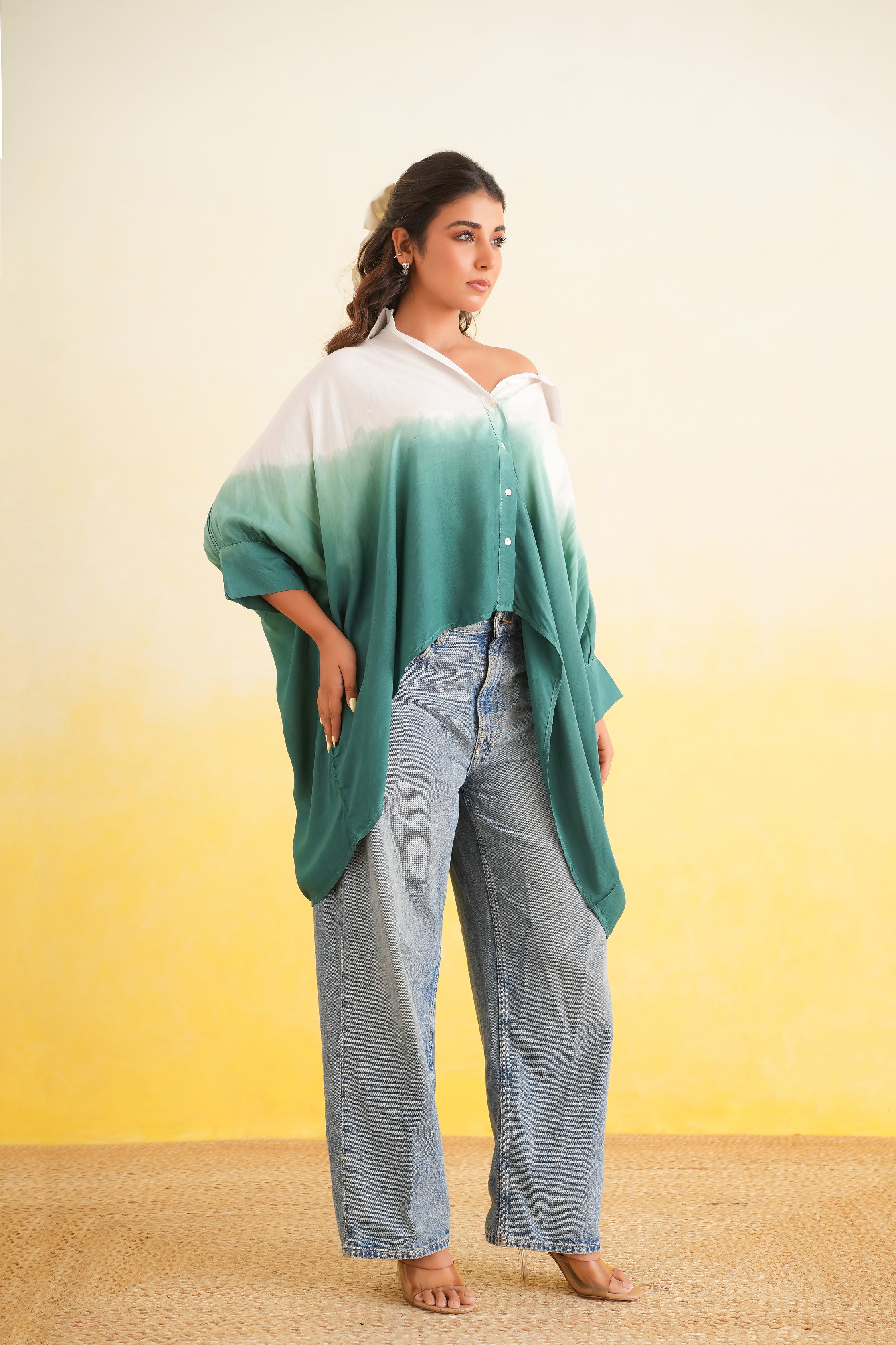 Ombre Shirt (White and Green)