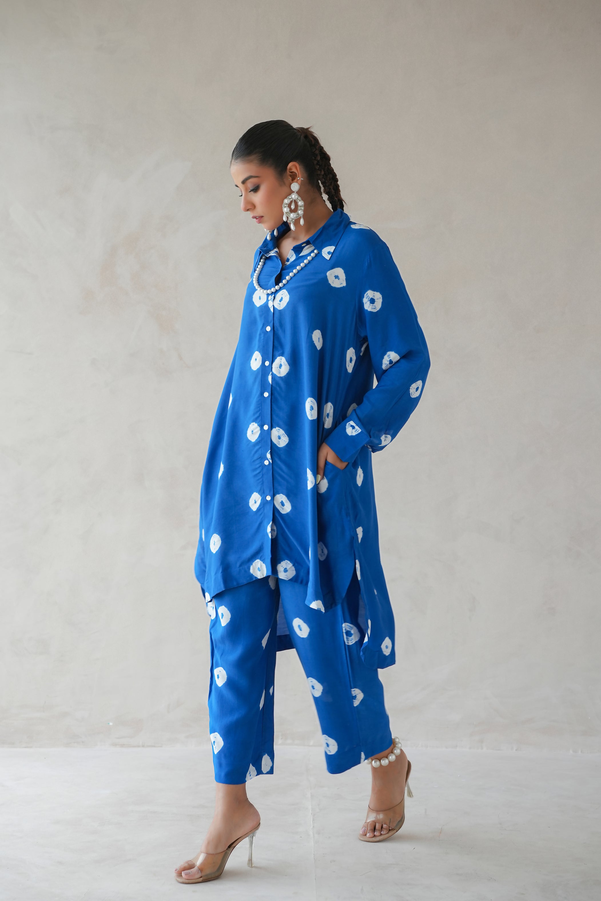 Bandhani Co-ord Set  (Blue)