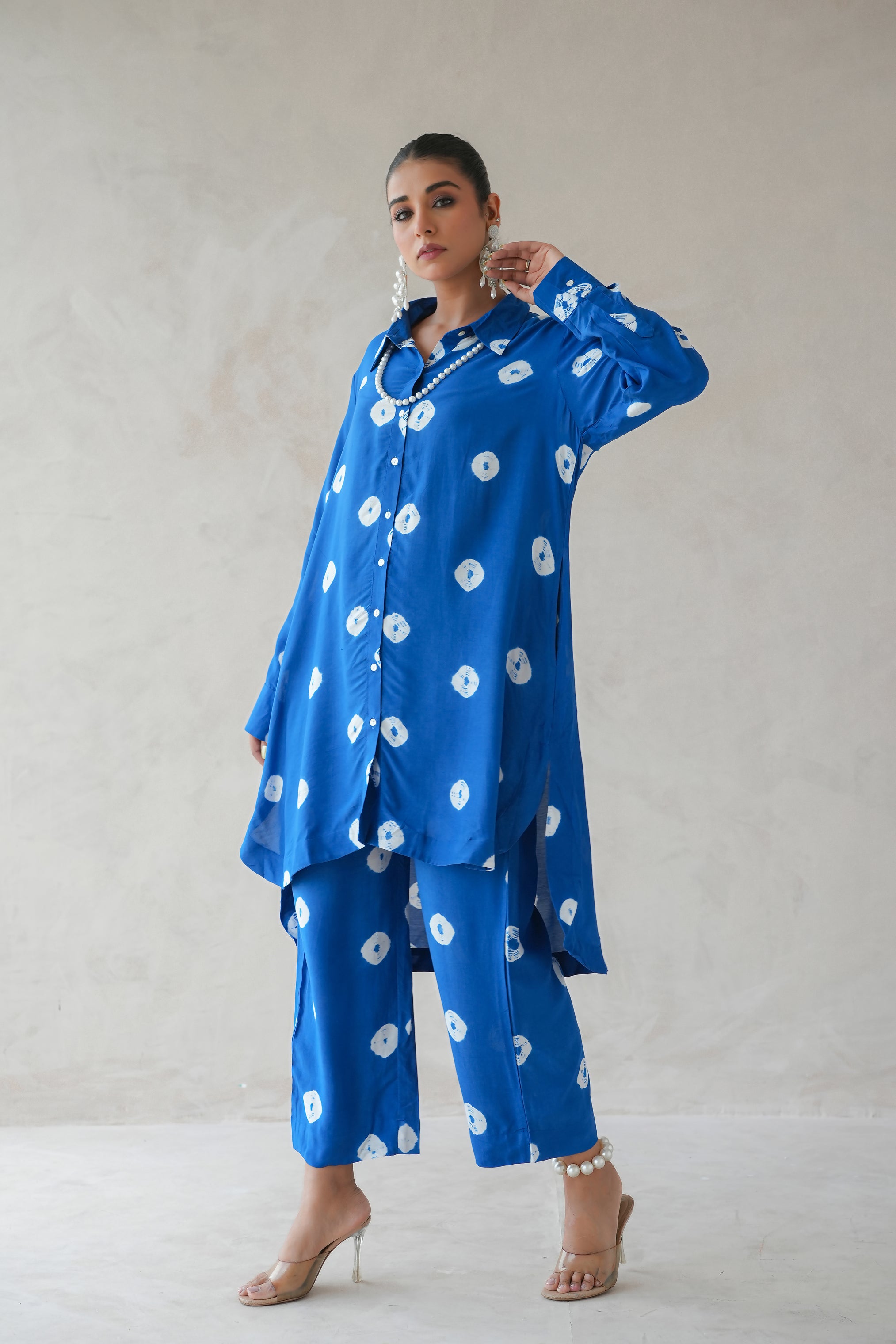 Bandhani Co-ord Set  (Blue)