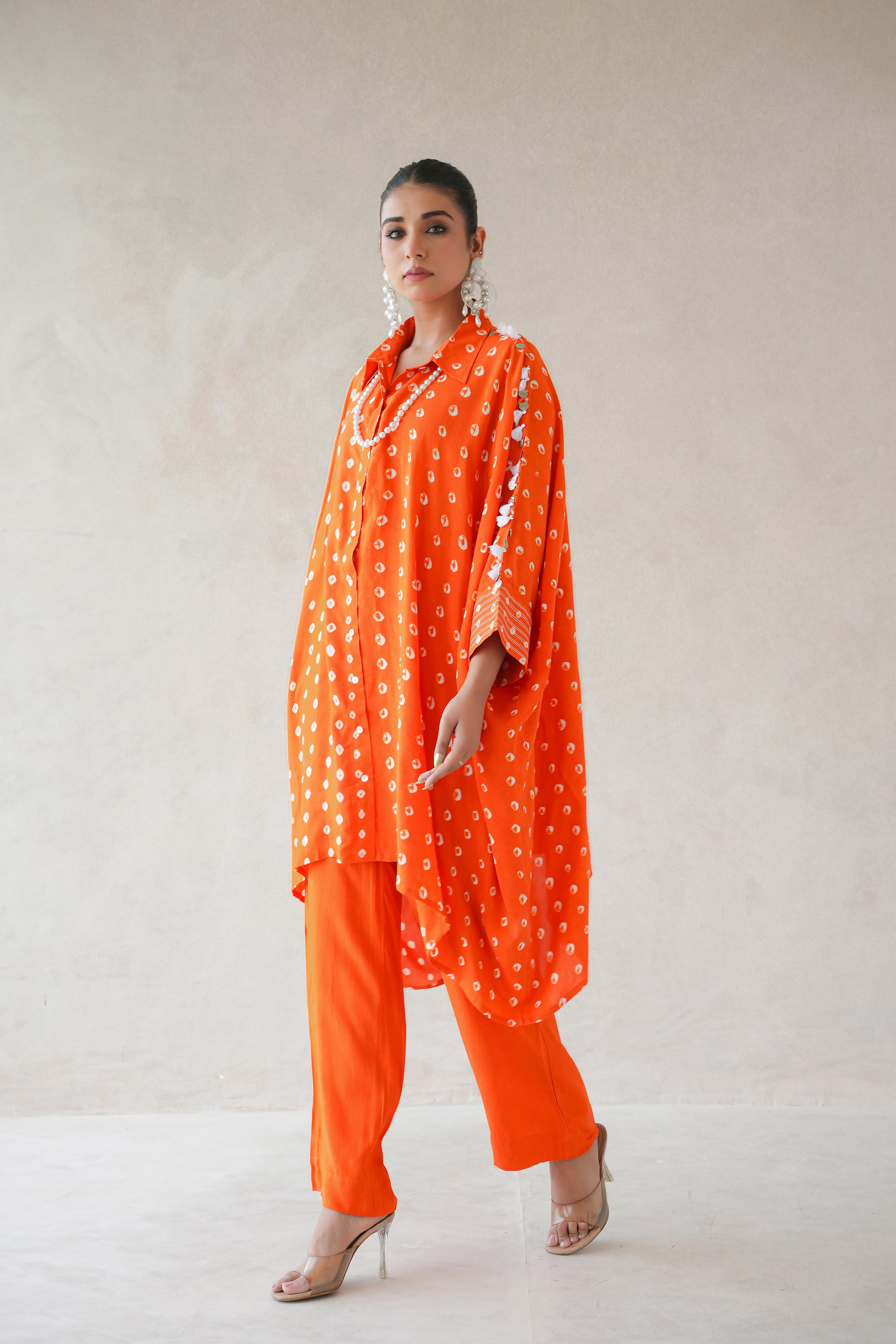 Bandhani Co-ord Set (Orange)