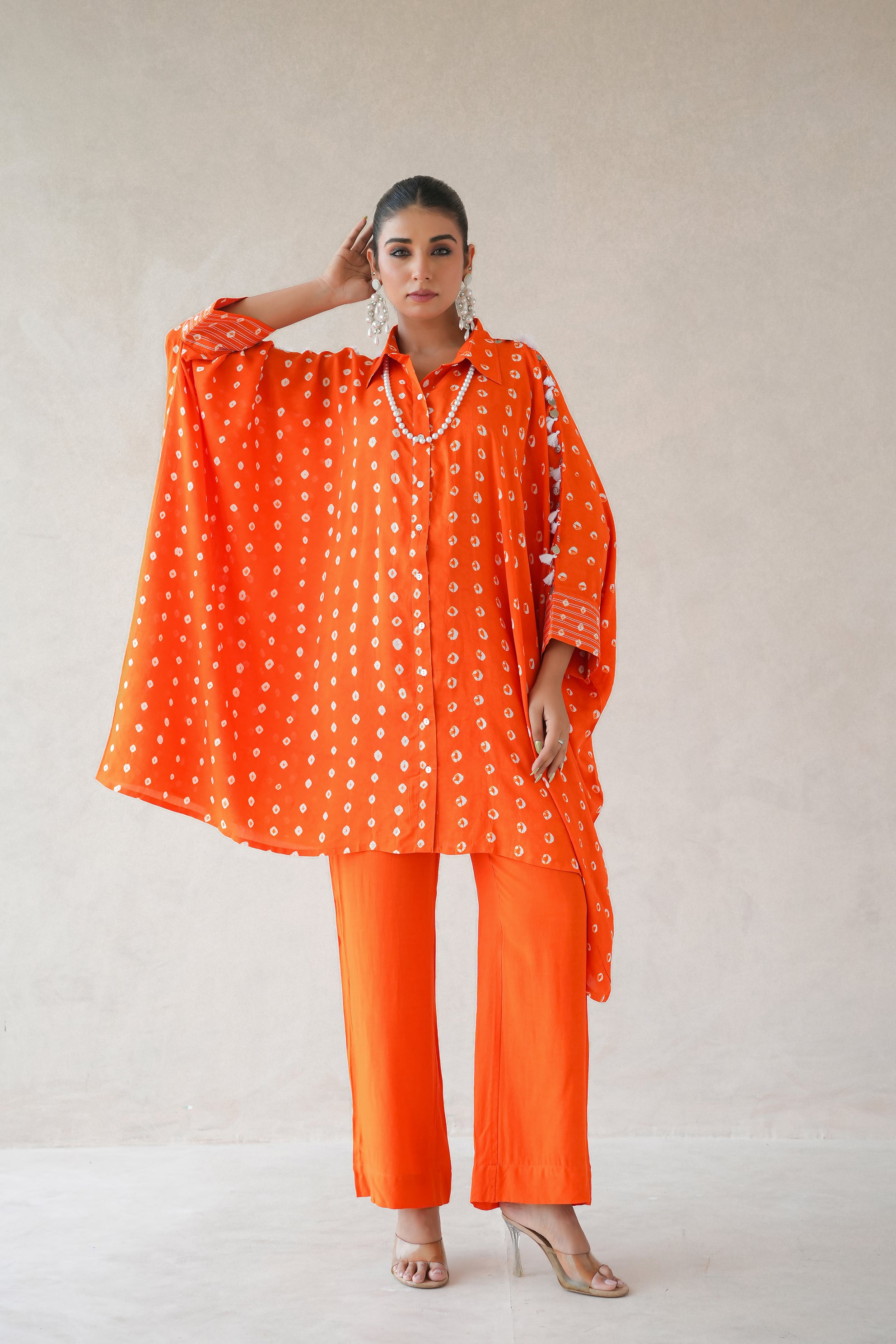 Bandhani Co-ord Set (Orange)