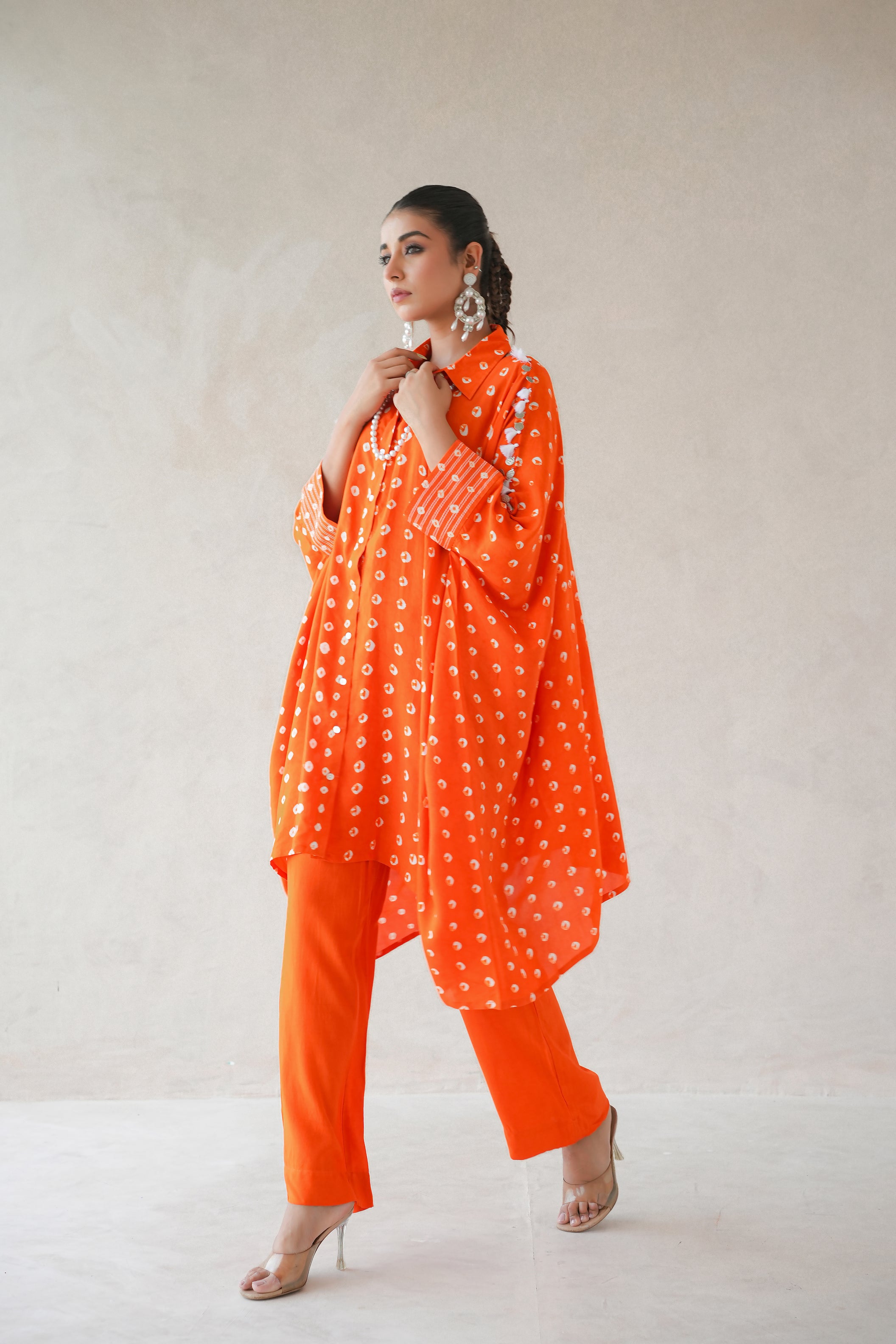Bandhani Co-ord Set (Orange)