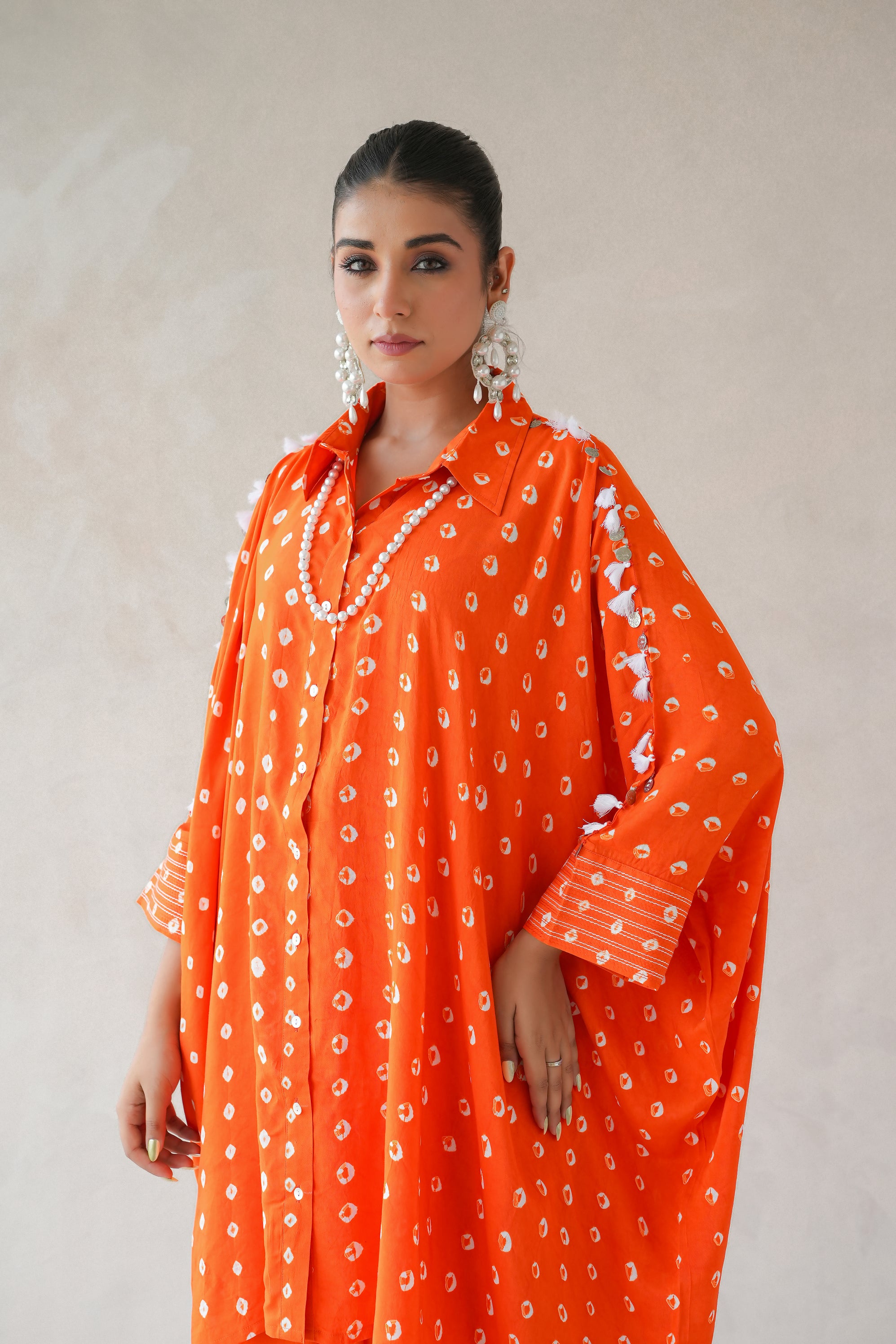 Bandhani Co-ord Set (Orange)