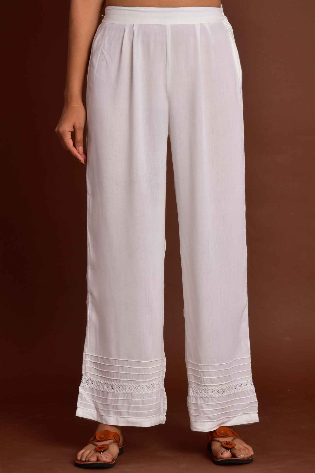 Off White Rayon Palazzo