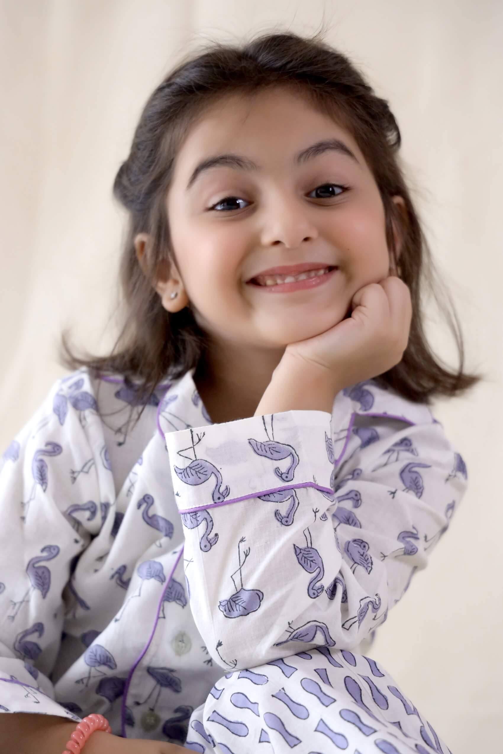 Flamingo Print Unisex Nightsuit For Kids - Set Of Two