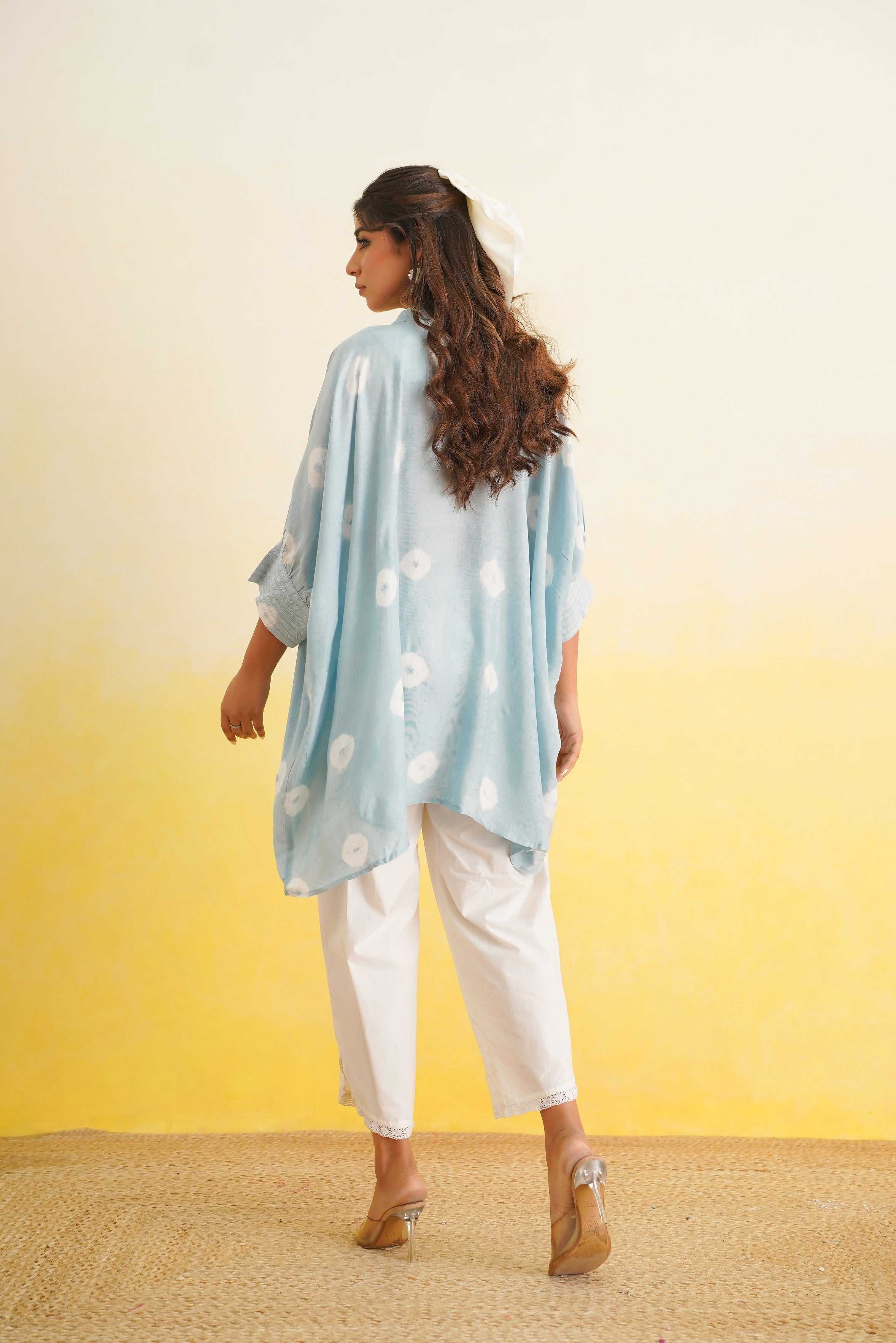 Bandhani Co-ord Set of Two (Ice Blue)