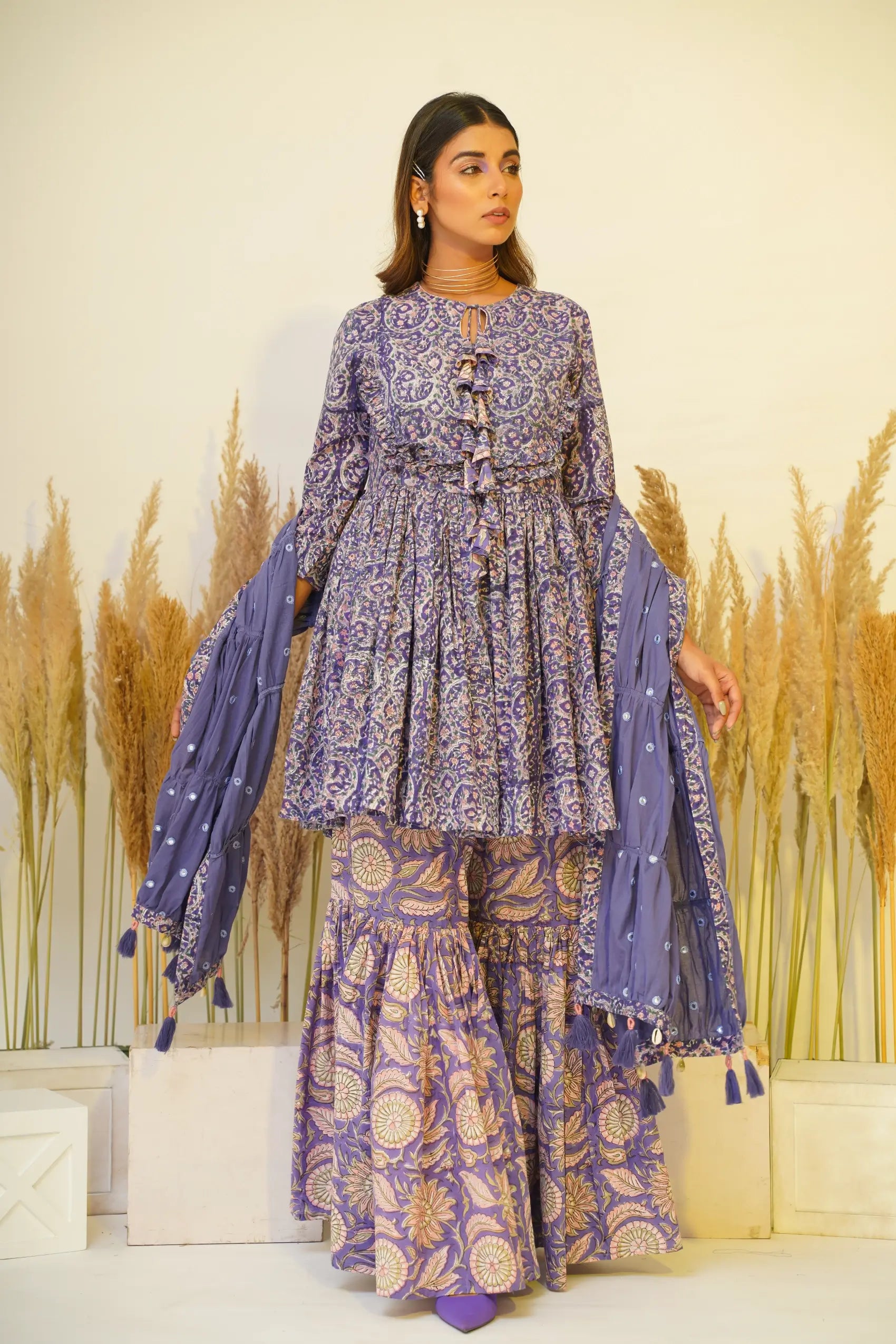 Heather Sharara Set with Dupatta