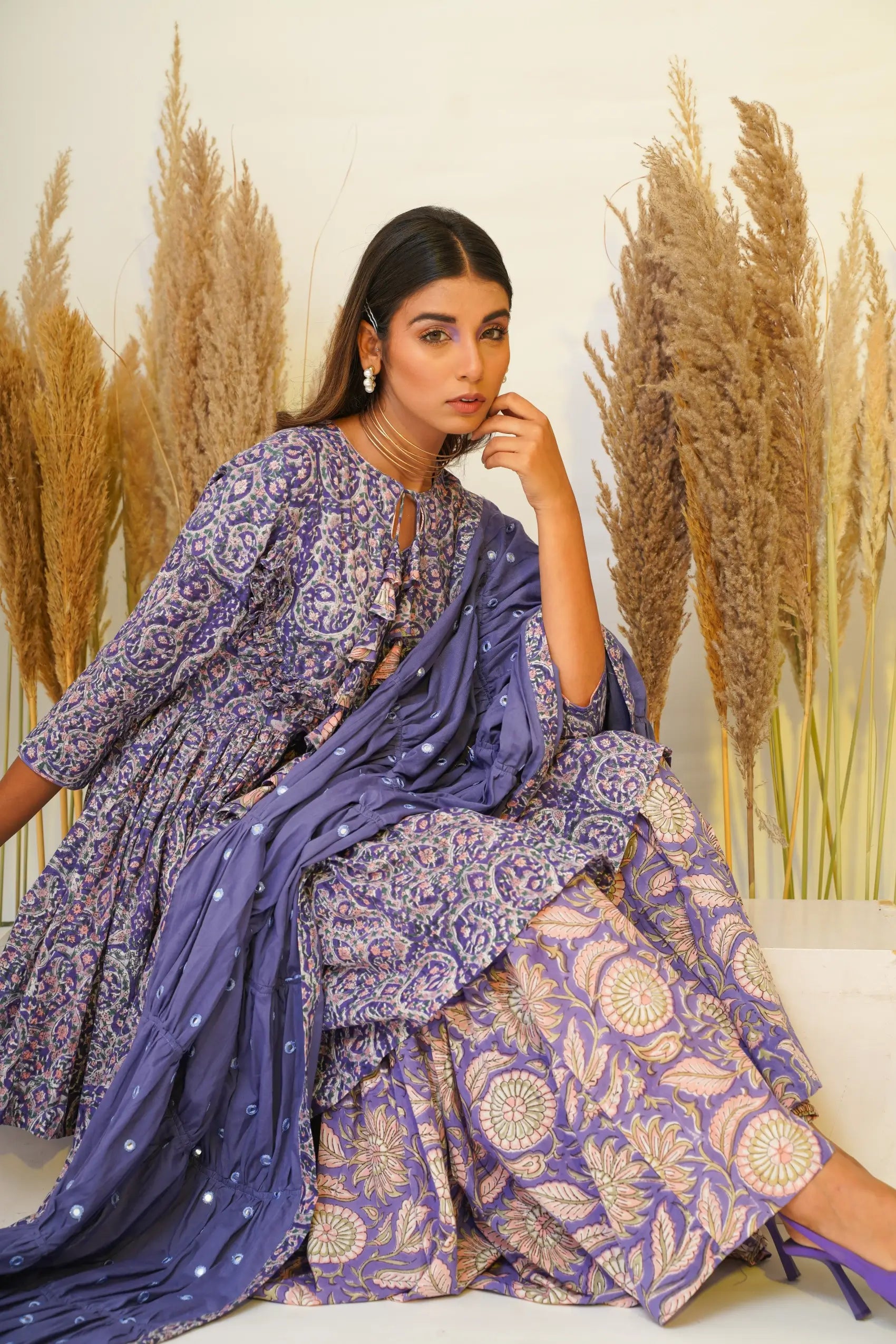 Heather Sharara Set with Dupatta