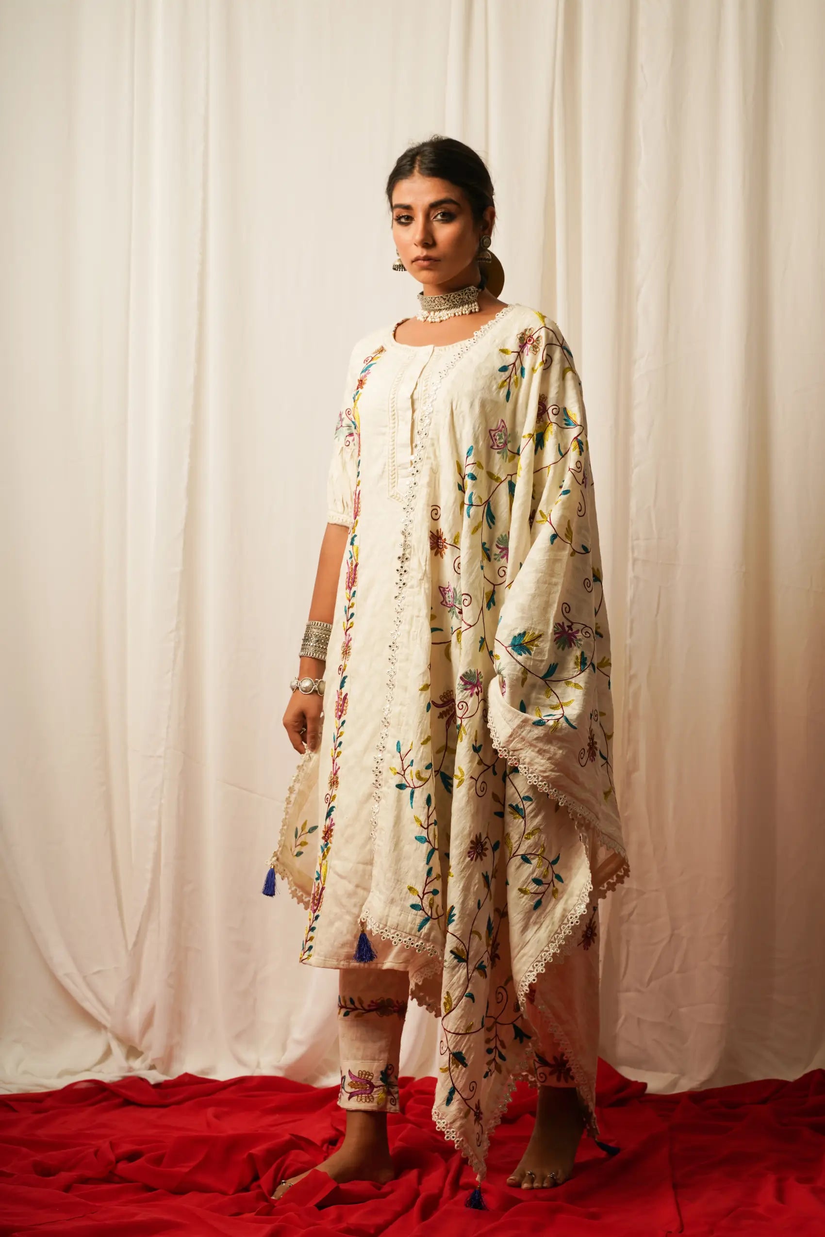 Straight Kurta, Pants And Duppata Set Of Three