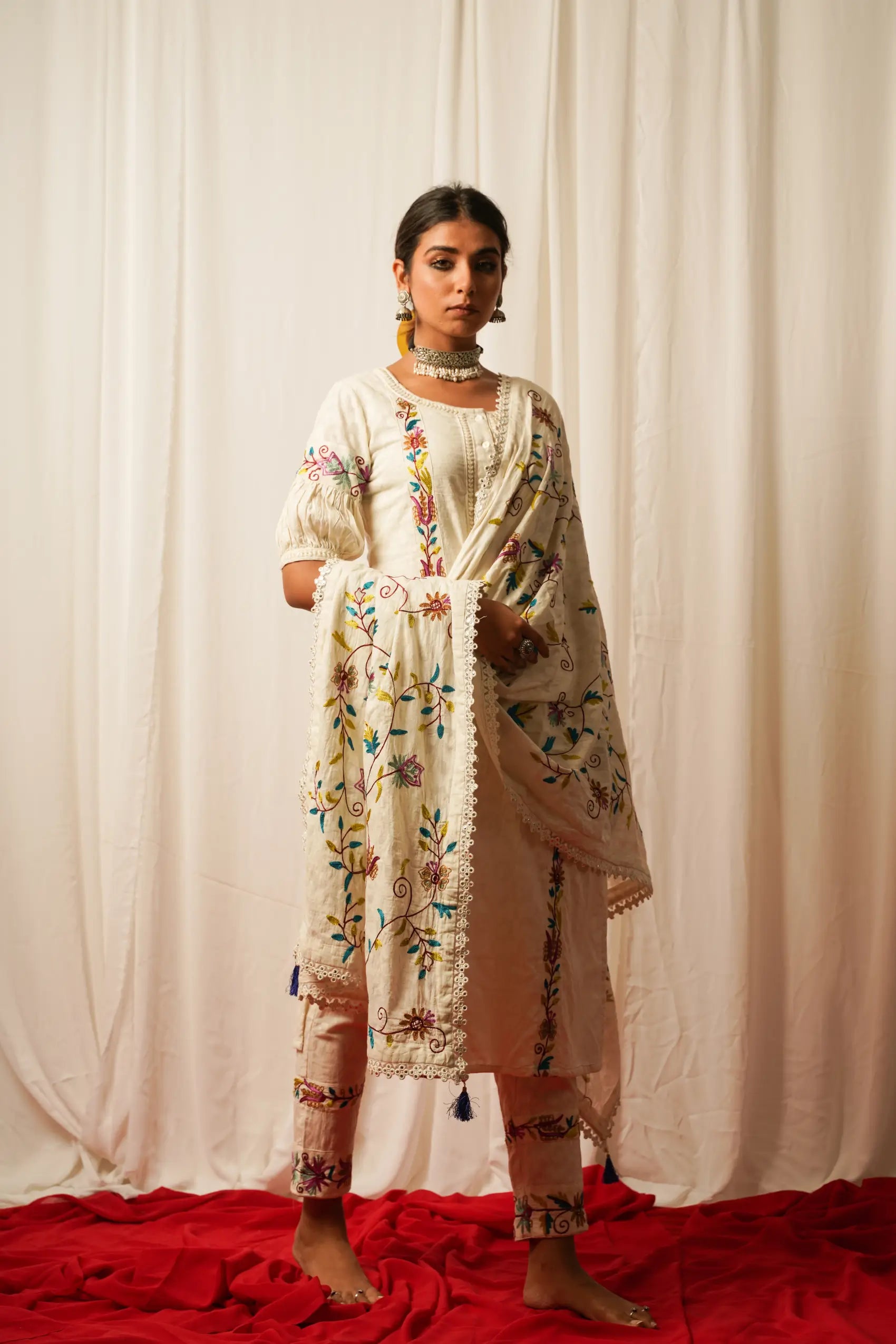 Straight Kurta, Pants And Duppata Set Of Three