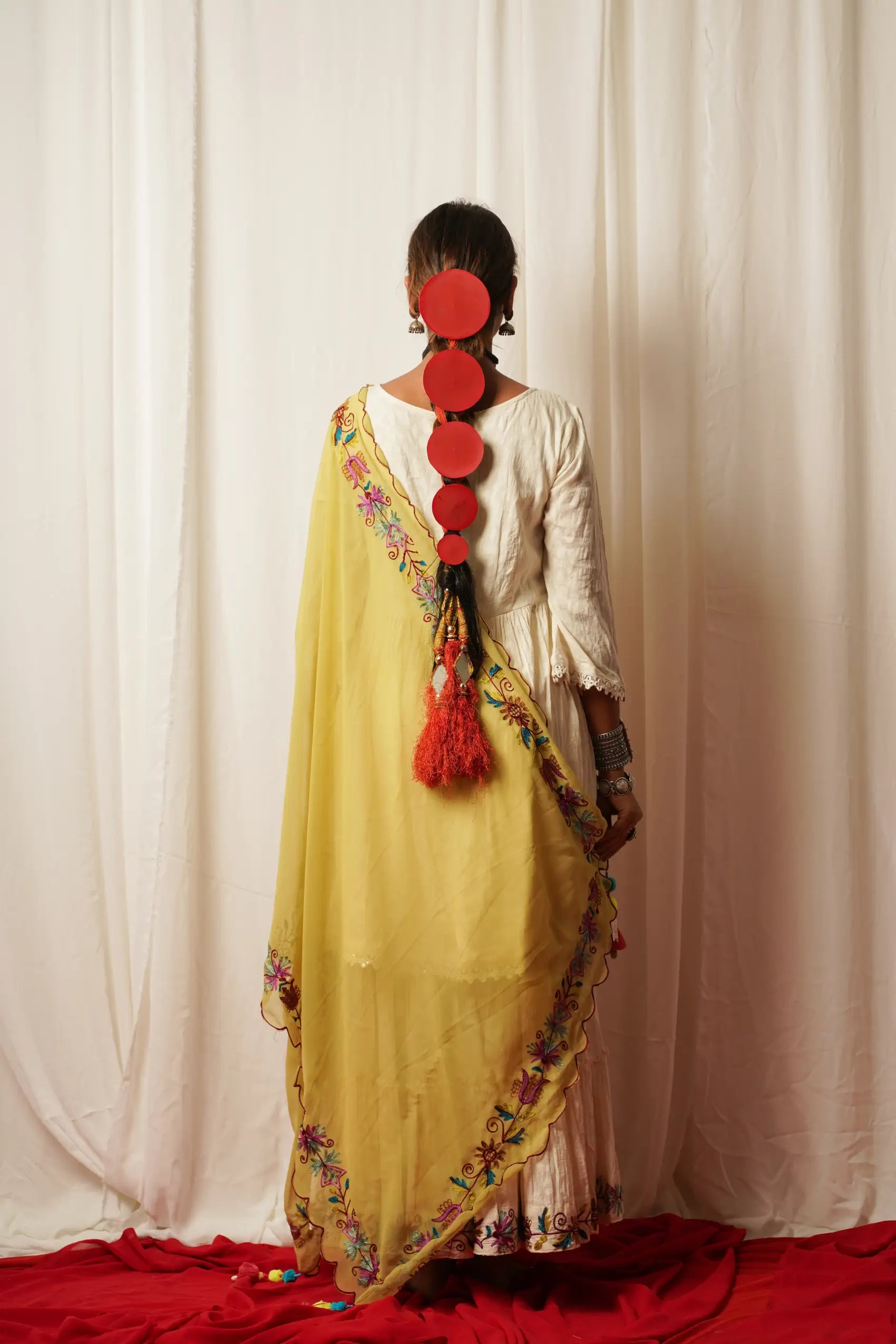 Georgette Duppata With Embroidered Border