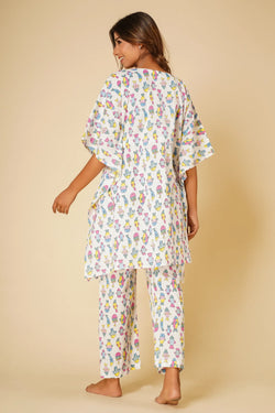 Fish print Kaftan and pyjama - Set of two