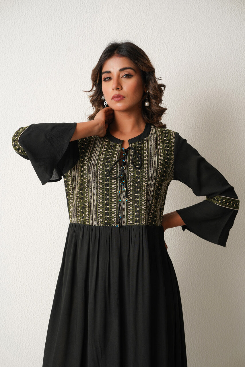 Jungle Bird Maxi Dress (Black)