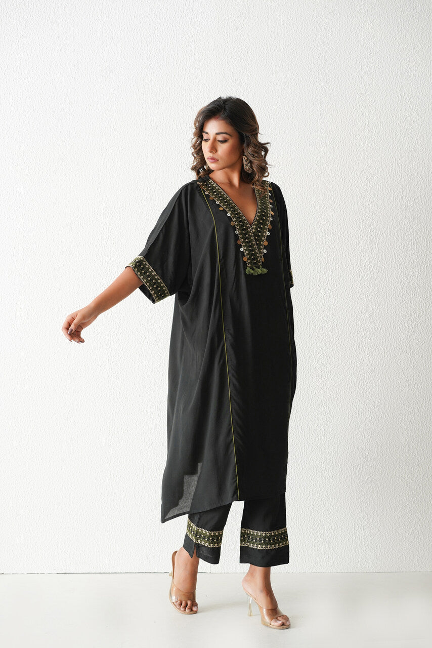 Lemon Drop Kaftan Set (Black)