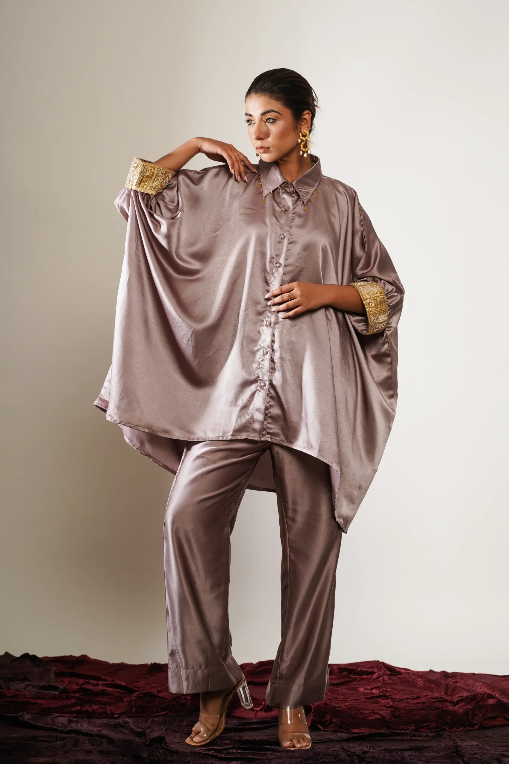 Pink Kaftan shirt with Trousers