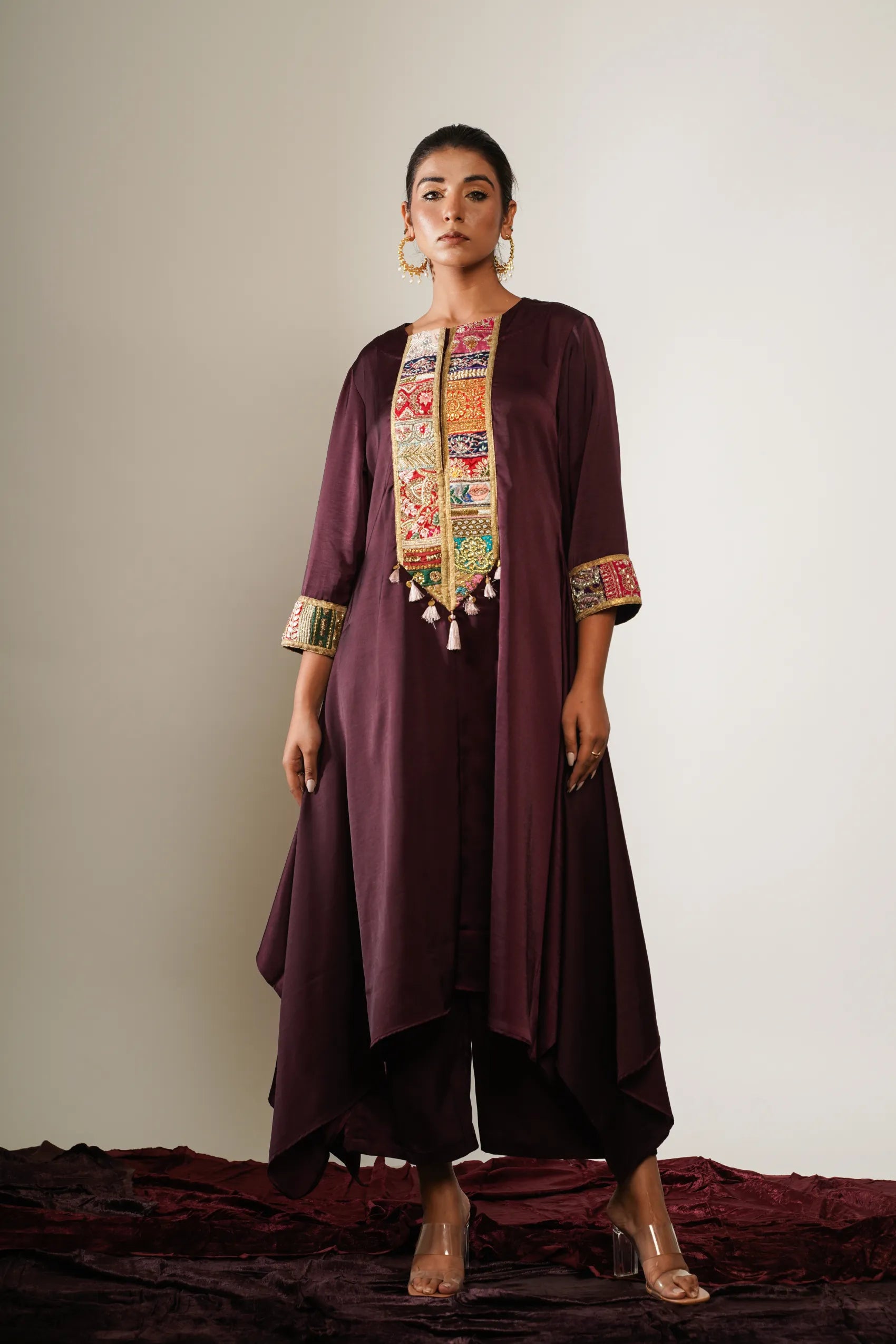 Maroon Boho tunic with Palazzo