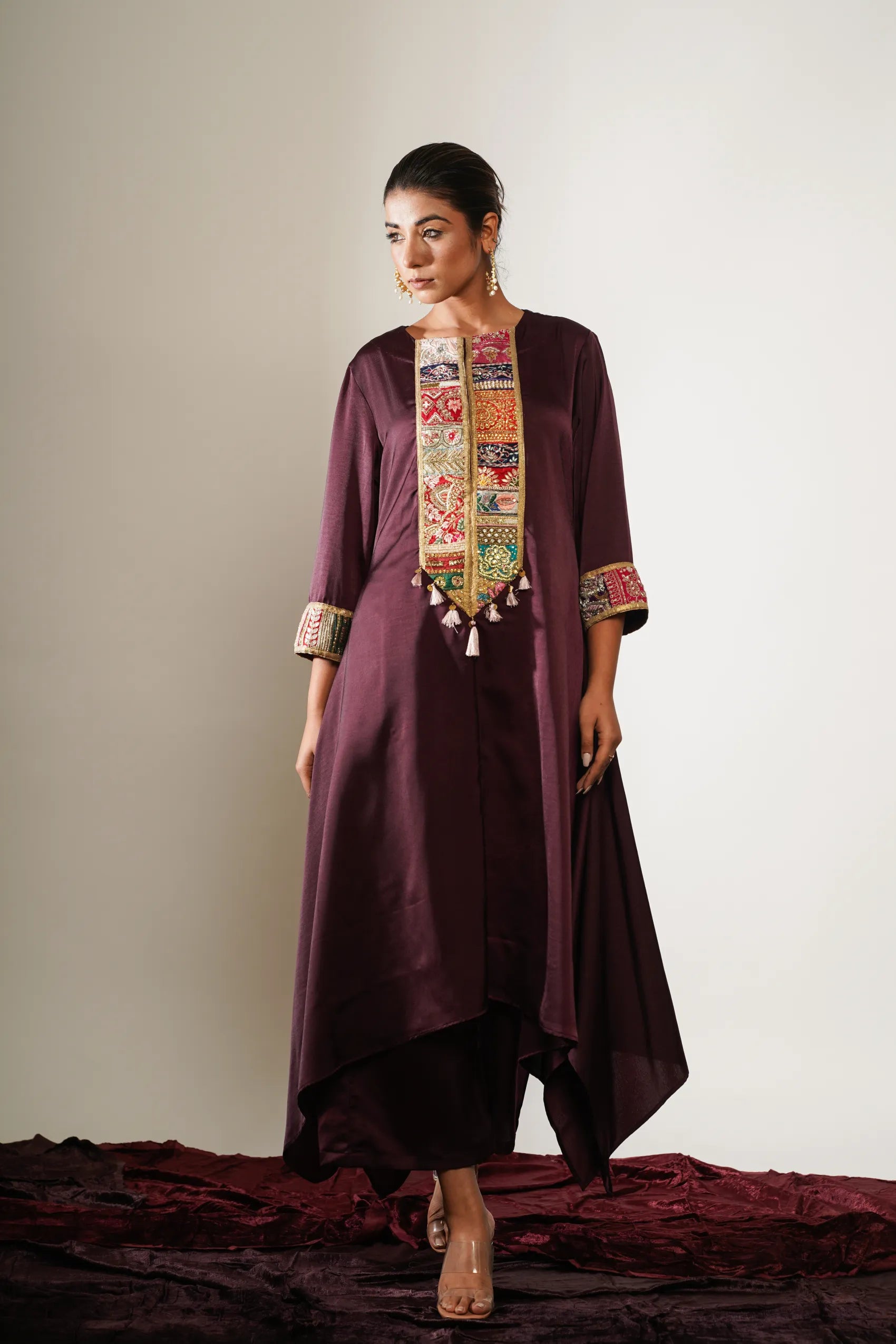Maroon Boho tunic with Palazzo