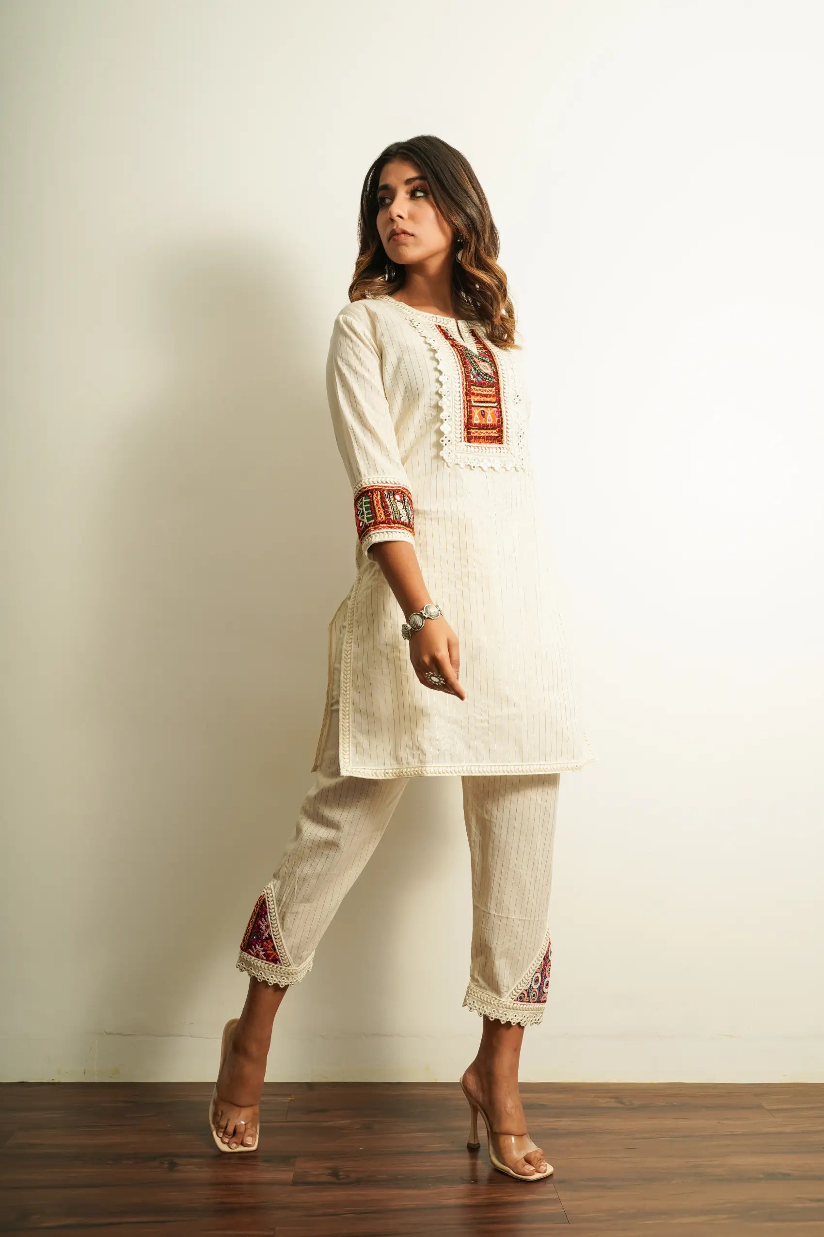 Straight Kurta With Lace Detailing