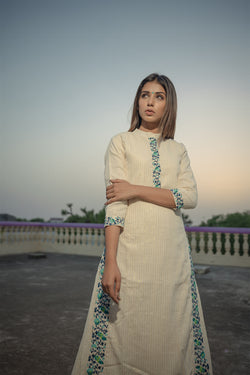 Turquoise and Blue Enbroidered Kurta and Inner - Set of Two