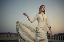 Turquoise and Blue Enbroidered Kurta and Inner - Set of Two